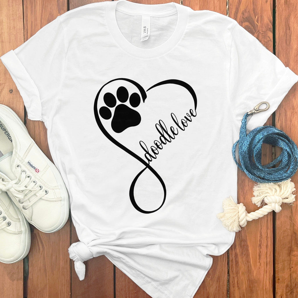 Doodle Love Script T-Shirt in White / S by Puppy Jo