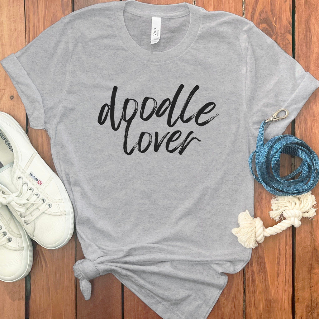 Doodle Lover Script T-Shirt in Athletic Heather / S by Puppy Jo