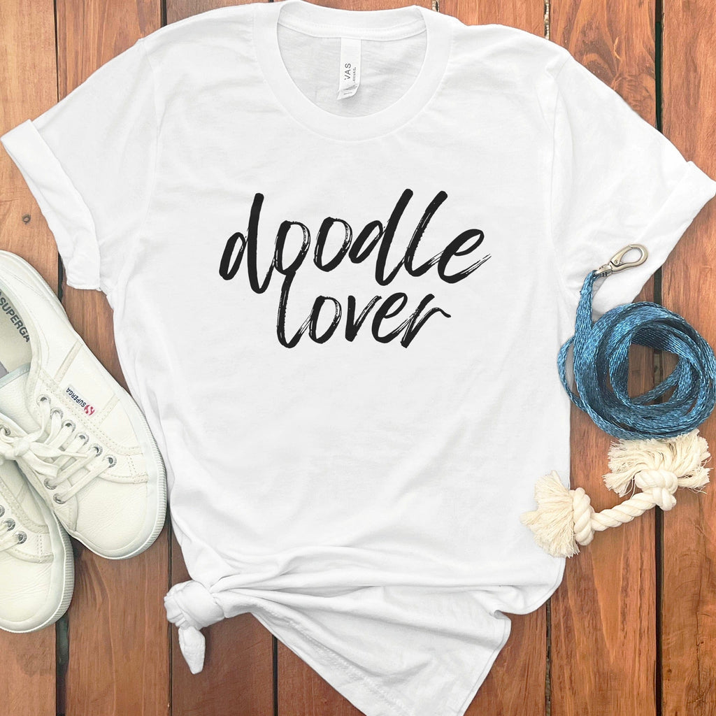 Doodle Lover Script T-Shirt in White / S by Puppy Jo