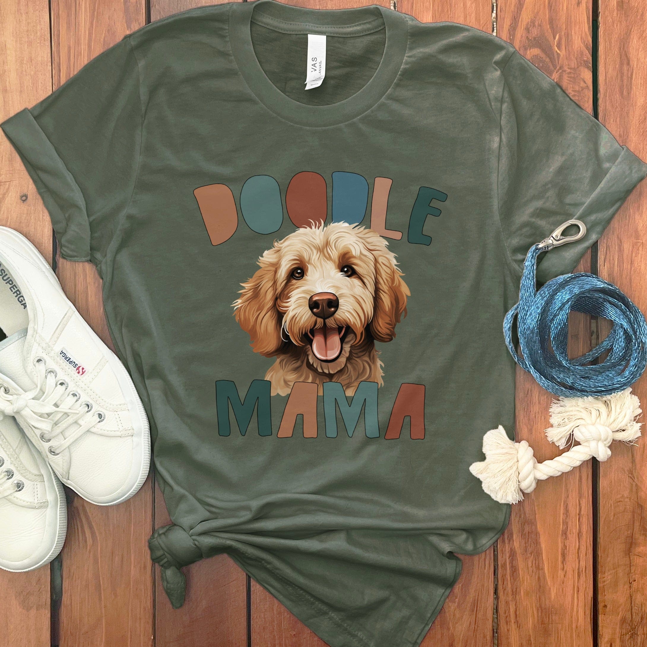 Doodle Mama Color T-Shirt in Military Green / S by Puppy Jo