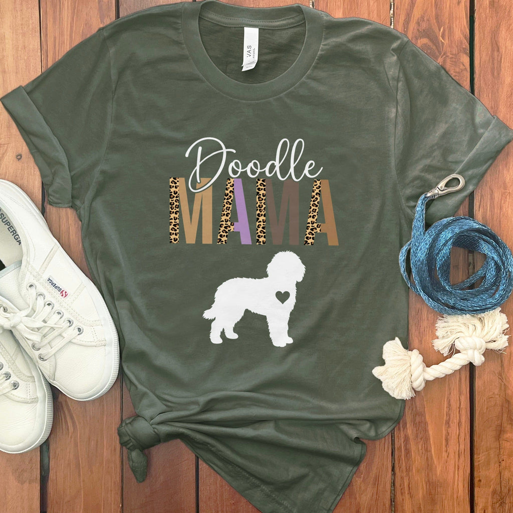 Doodle Mama Print T-Shirt in Military Green / M by Puppy Jo