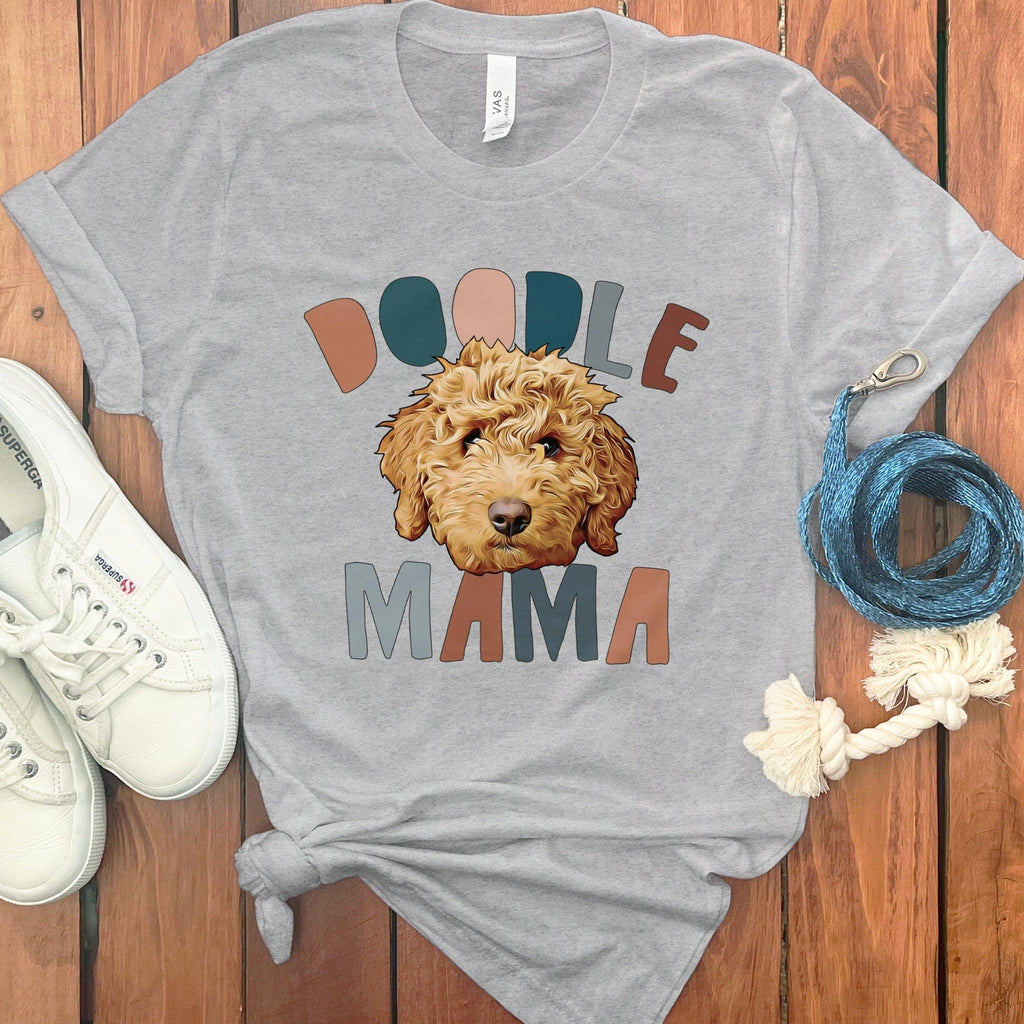 Doodle Mama Retro T-Shirt in Athletic Heather / S by Puppy Jo