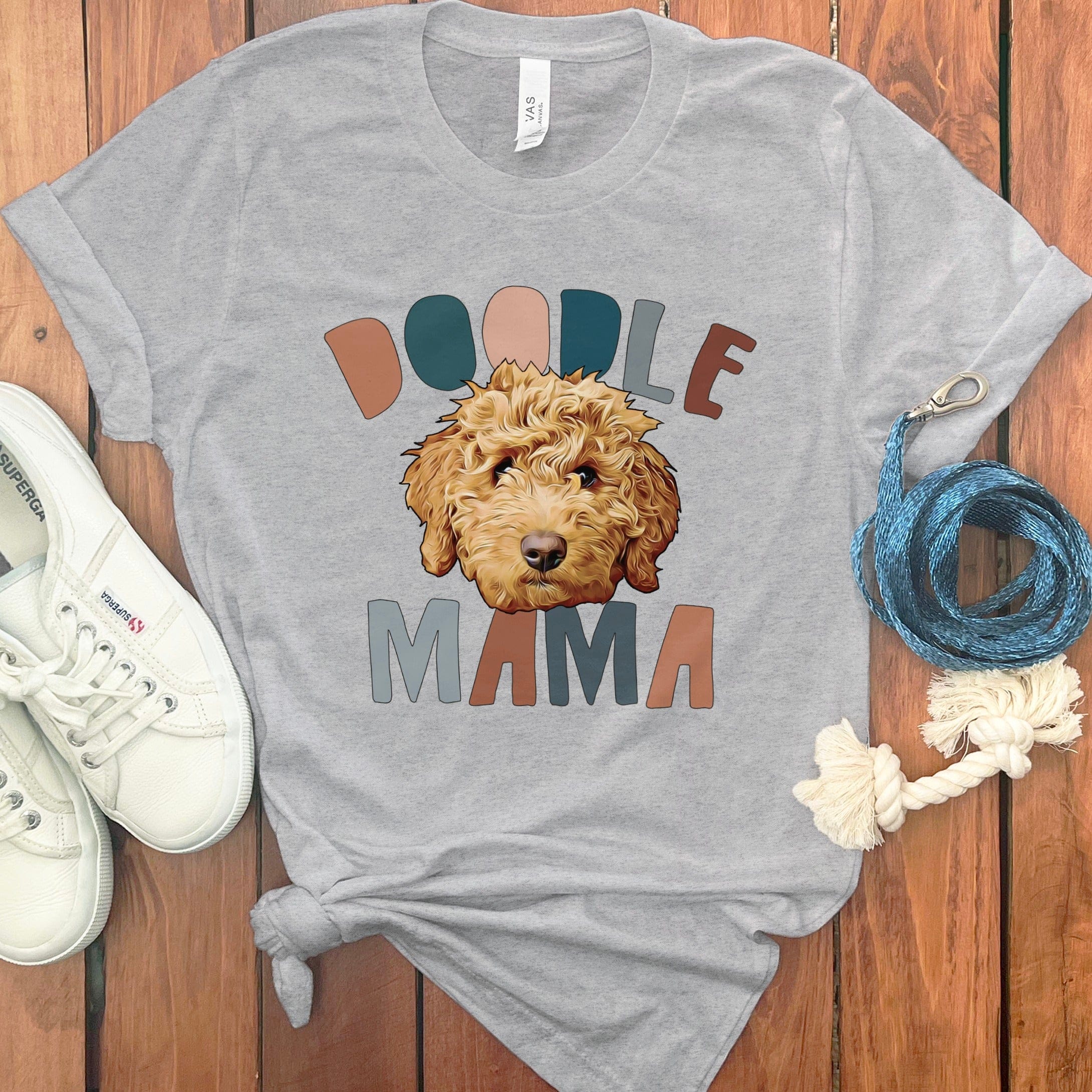 Doodle Mama Retro T-Shirt in Athletic Heather / S by Puppy Jo