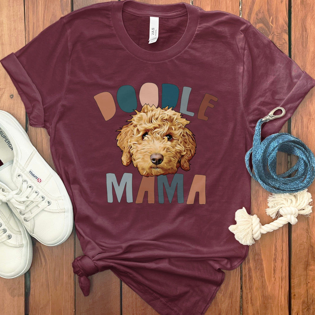 Doodle Mama Retro T-Shirt in Maroon / S by Puppy Jo