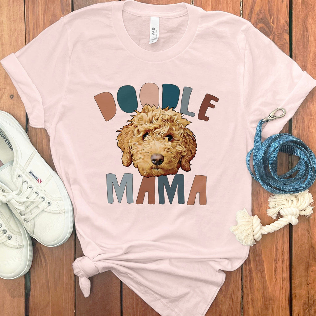 Doodle Mama Retro T-Shirt in Soft Pink / S by Puppy Jo