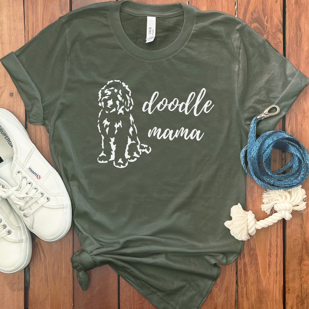 Doodle Mama T-Shirt in Military Green / S by Puppy Jo