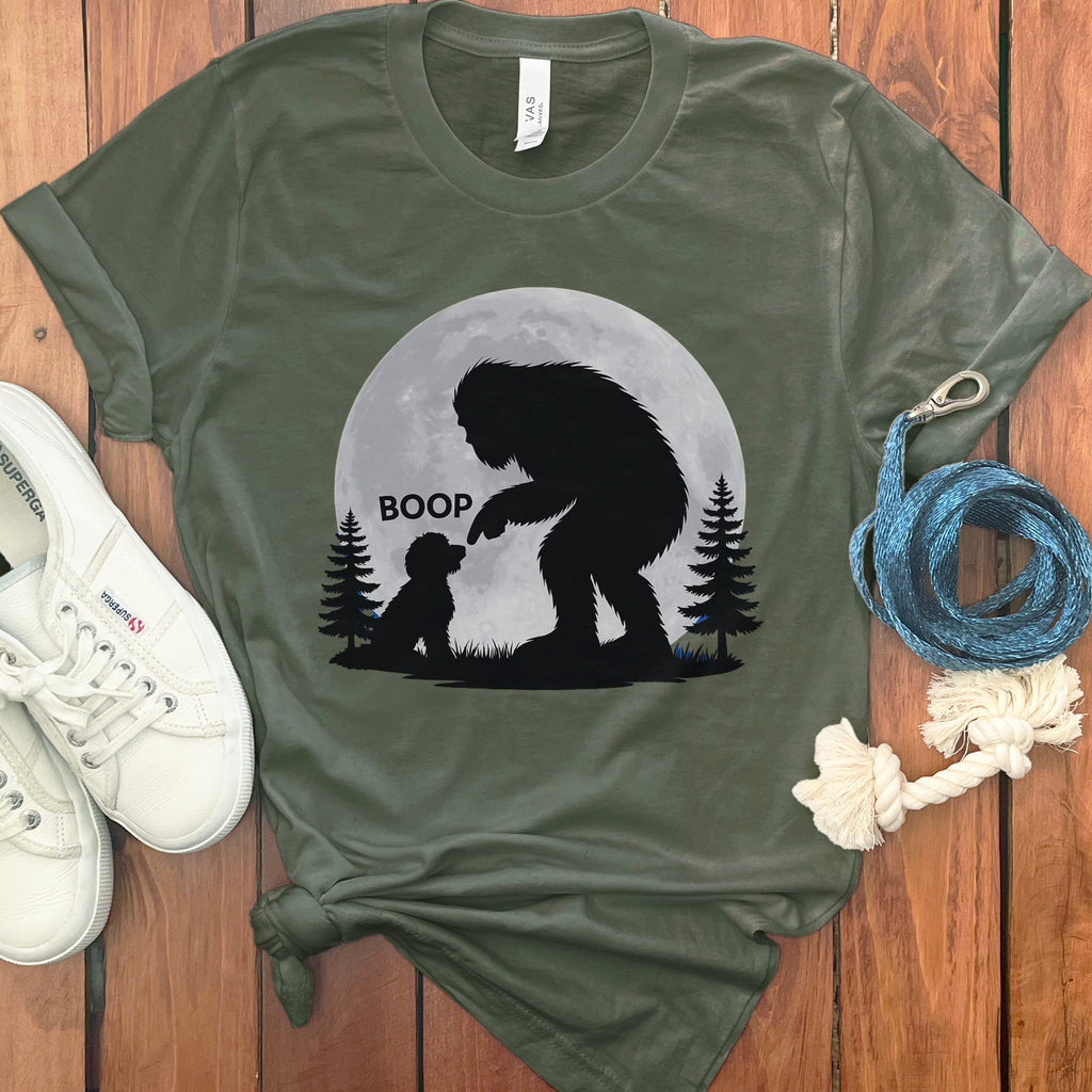 Doodle Meets Bigfoot T-Shirt in Military Green / S by Puppy Jo