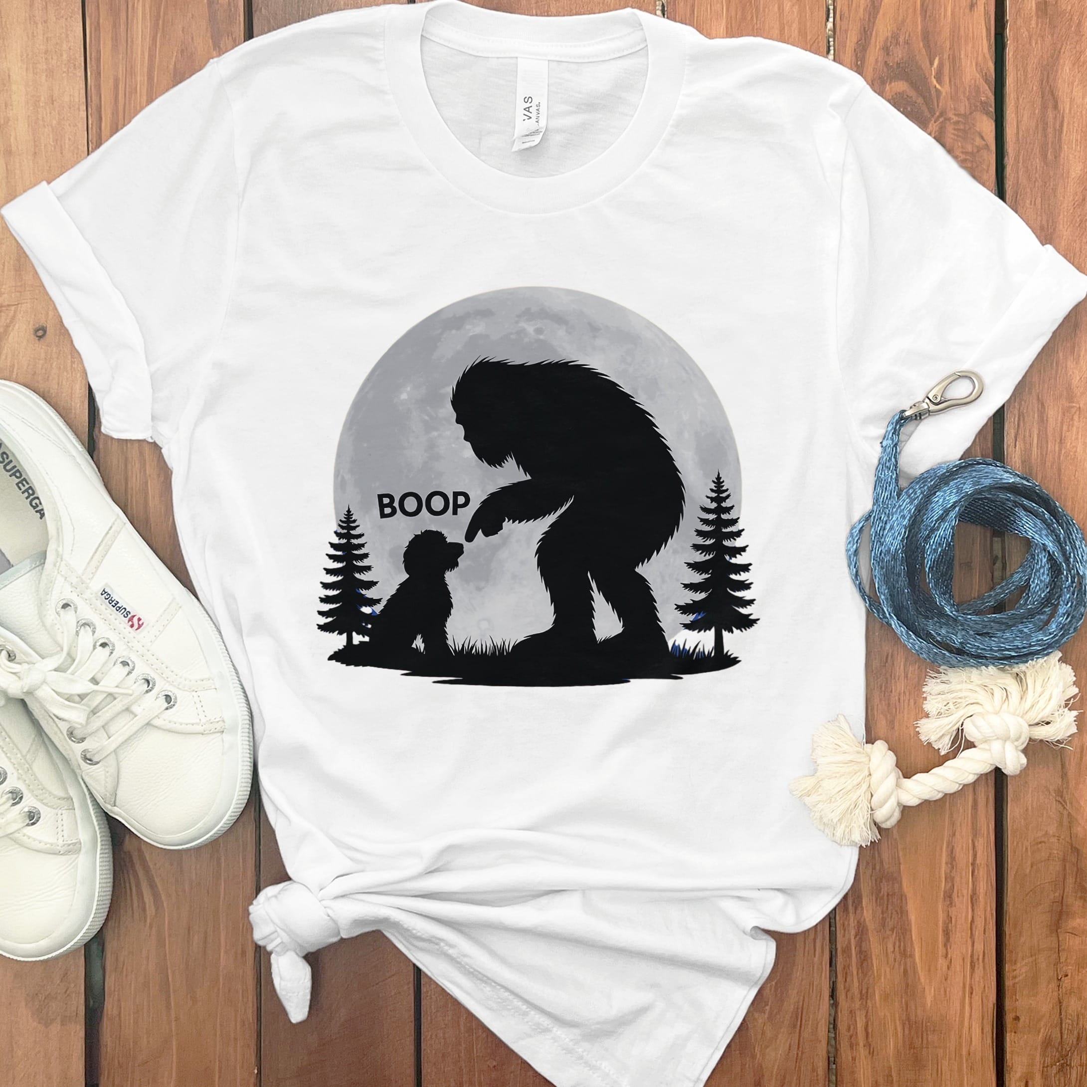 Doodle Meets Bigfoot T-Shirt in White / S by Puppy Jo