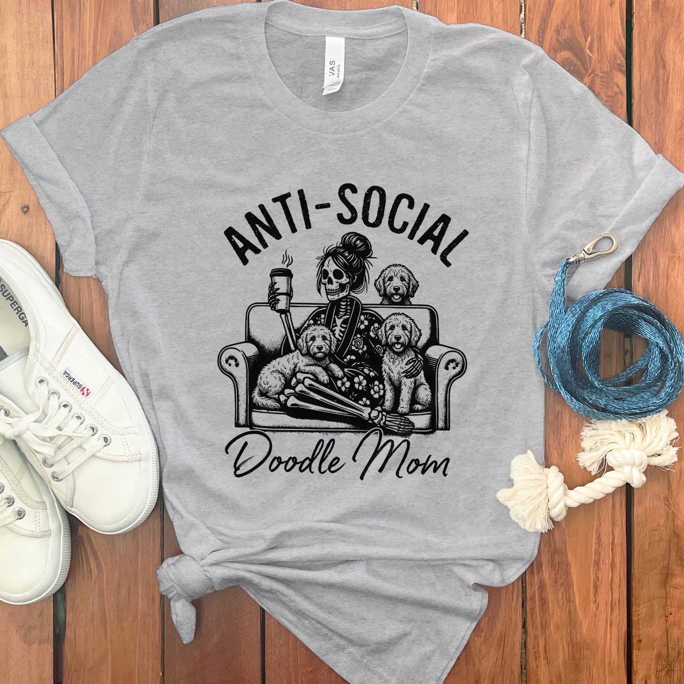 Doodle Mom Anti-Social T-Shirt in Athletic Heather / S by Puppy Jo