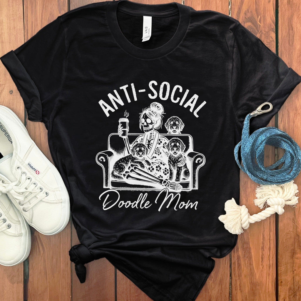 Doodle Mom Anti-Social T-Shirt in Black / S by Puppy Jo