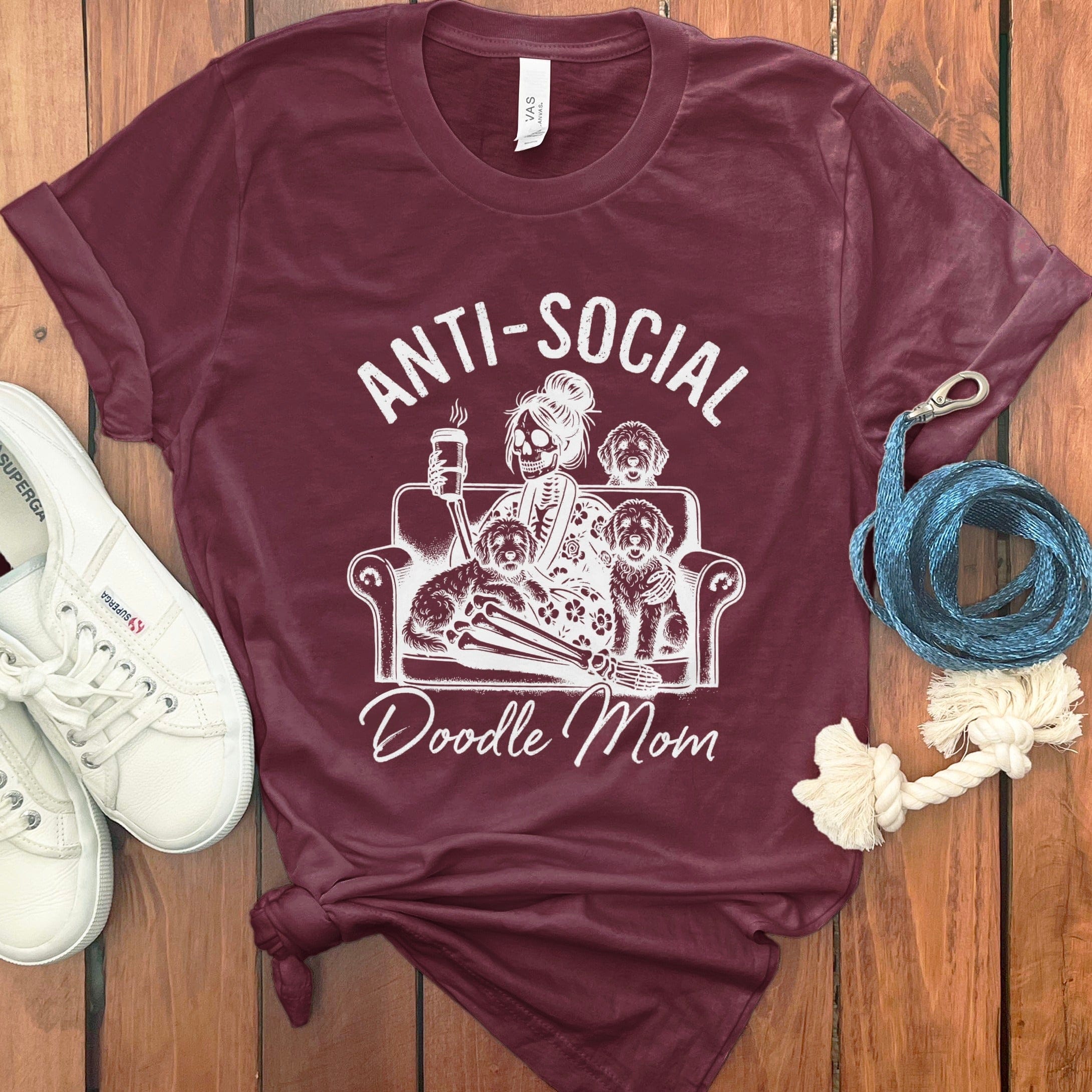 Doodle Mom Anti-Social T-Shirt in Maroon / S by Puppy Jo