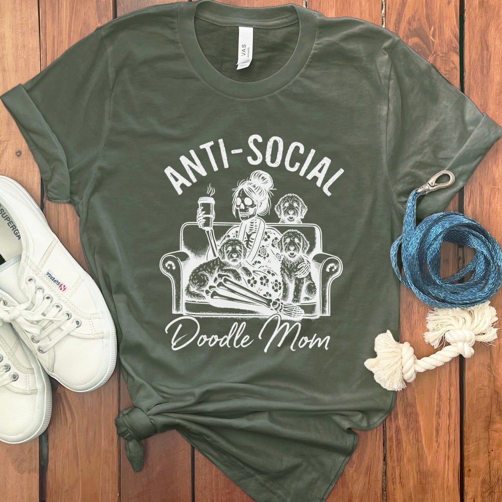 Doodle Mom Anti-Social T-Shirt in Military Green / S by Puppy Jo