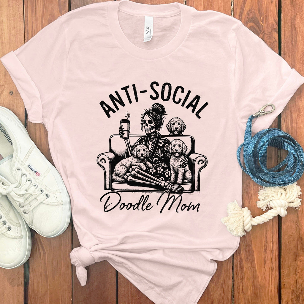 Doodle Mom Anti-Social T-Shirt in Soft Pink / S by Puppy Jo