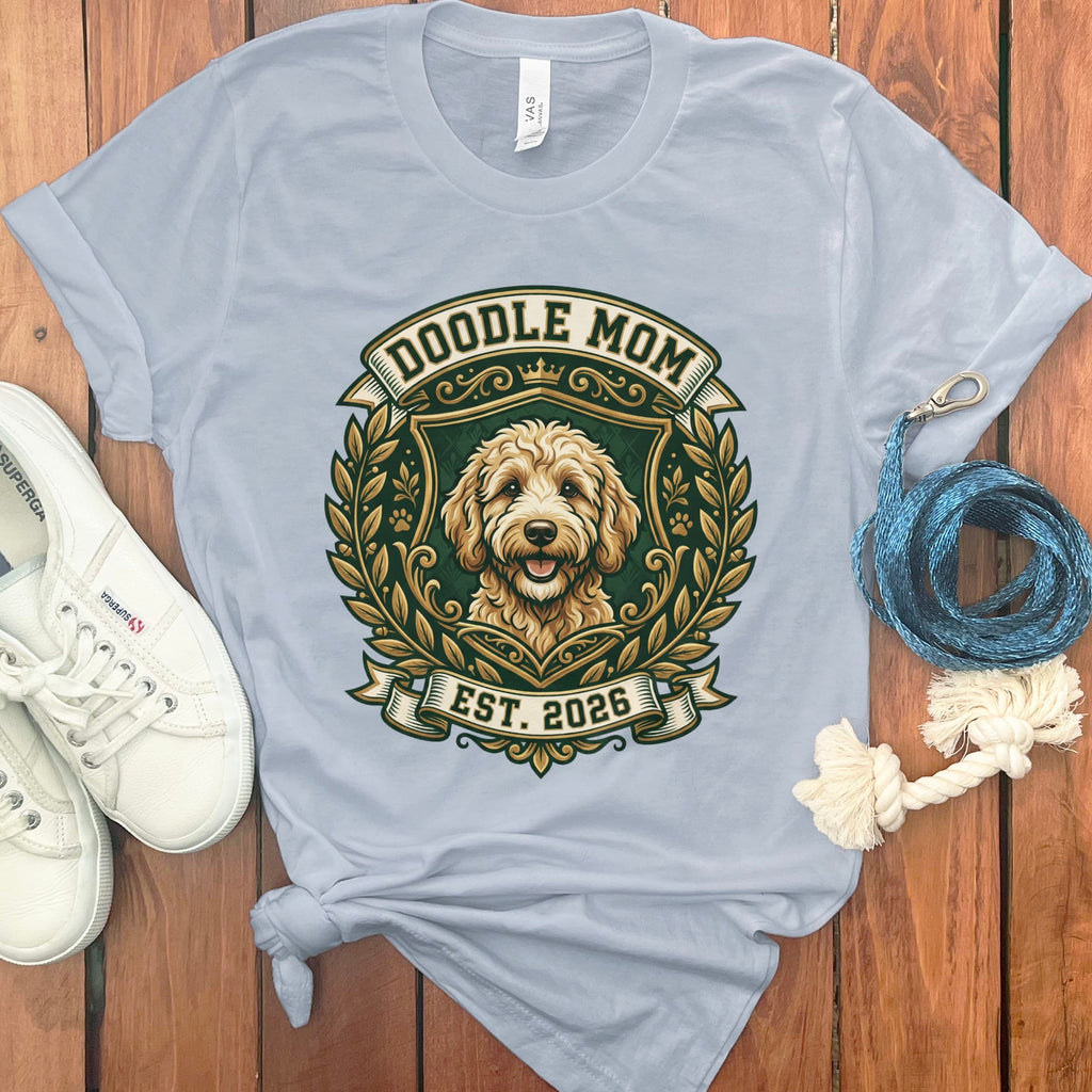 Doodle Mom Crest T-Shirt in Light Blue / S by Puppy Jo