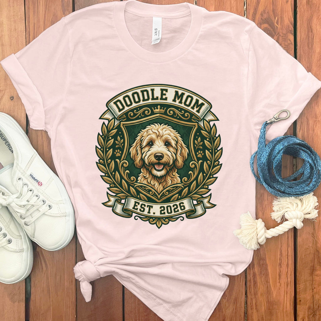 Doodle Mom Crest T-Shirt in Soft Pink / S by Puppy Jo