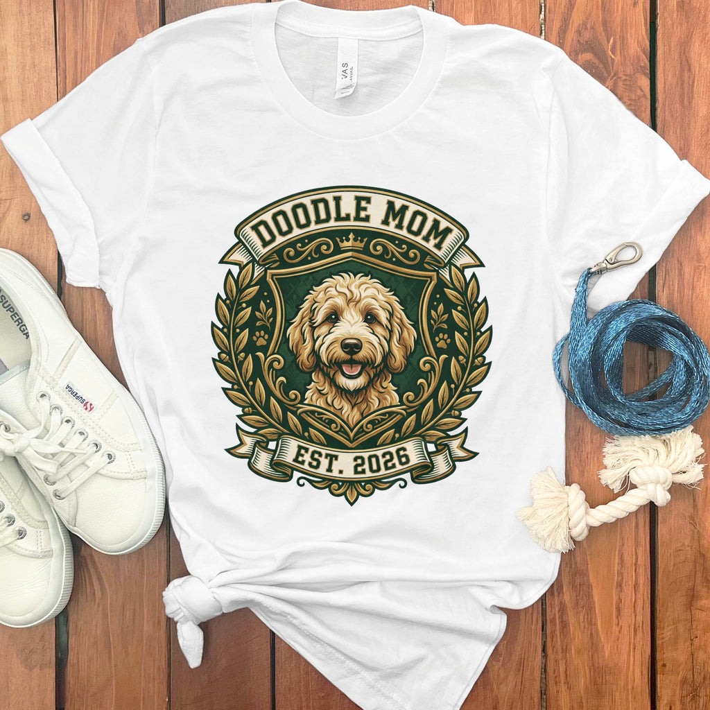 Doodle Mom Crest T-Shirt in White / S by Puppy Jo