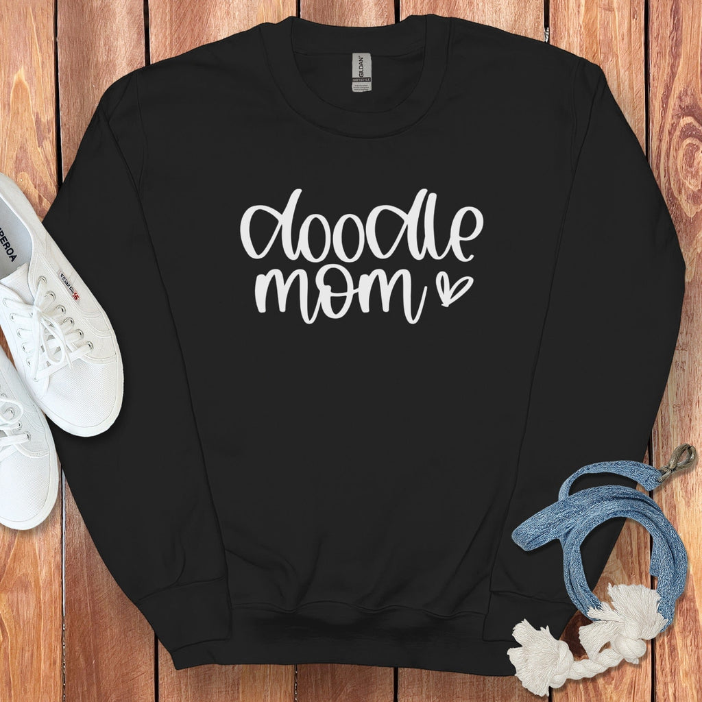 Doodle Mom Heart Sweatshirt in Black / S by Puppy Jo