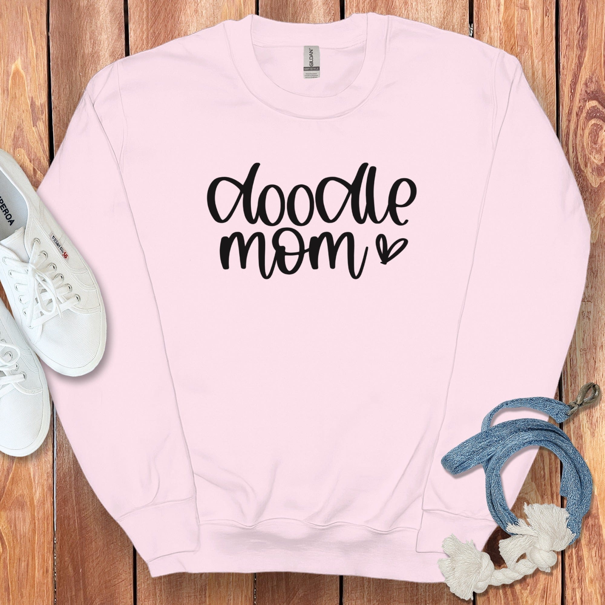 Doodle Mom Heart Sweatshirt in Light Pink / S by Puppy Jo