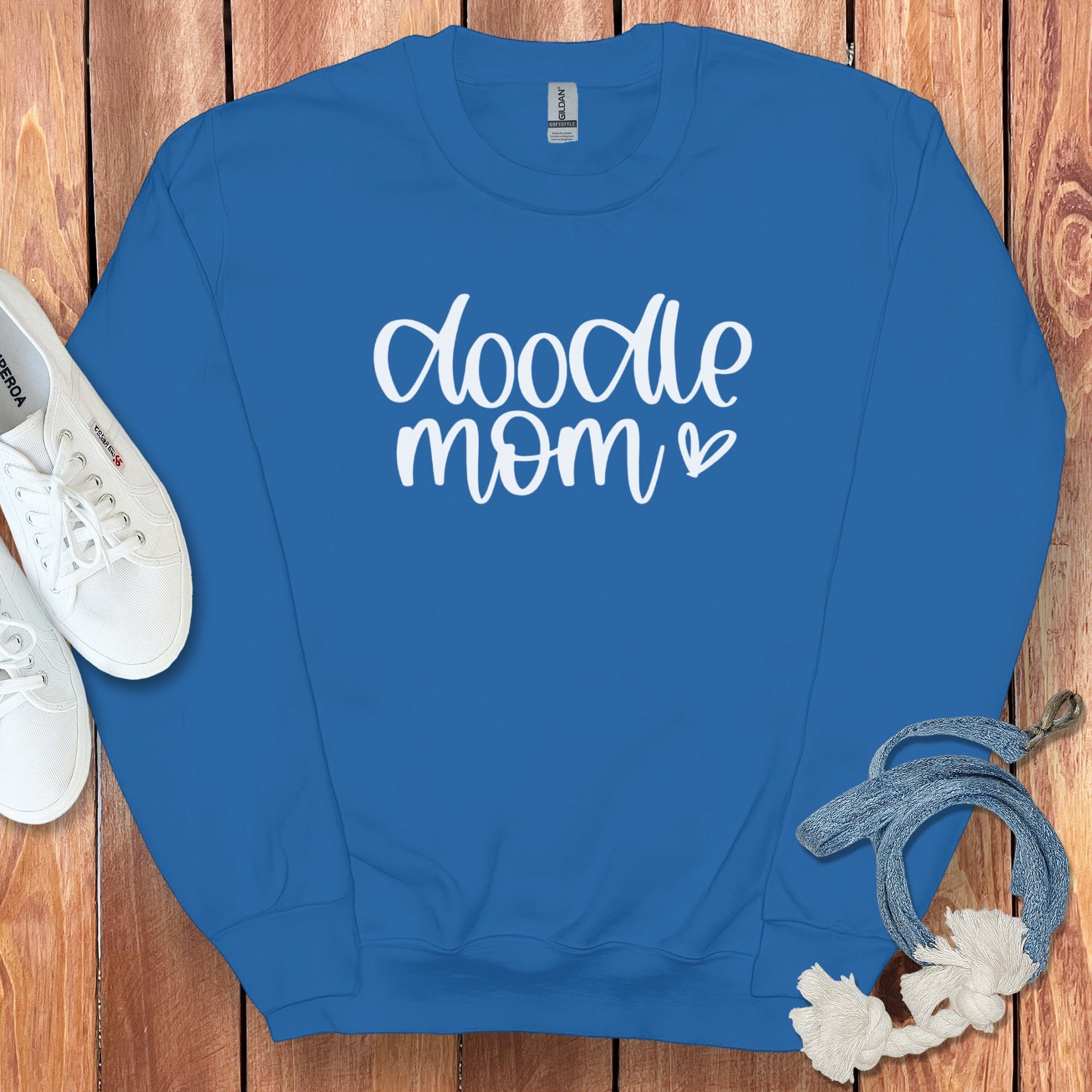 Doodle Mom Heart Sweatshirt in Royal / S by Puppy Jo