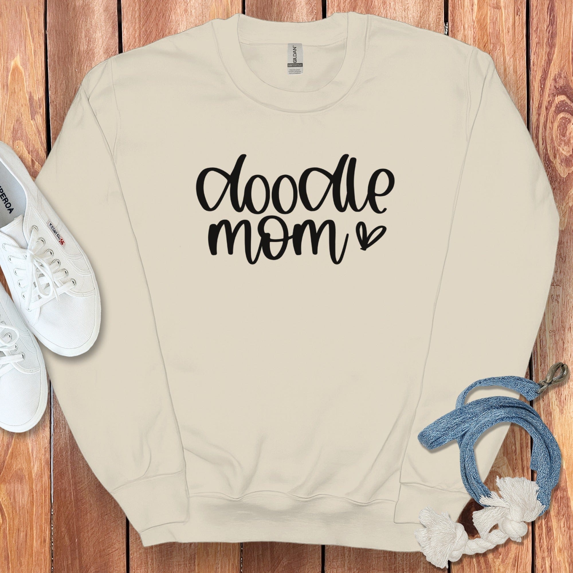 Doodle Mom Heart Sweatshirt in Sand / S by Puppy Jo