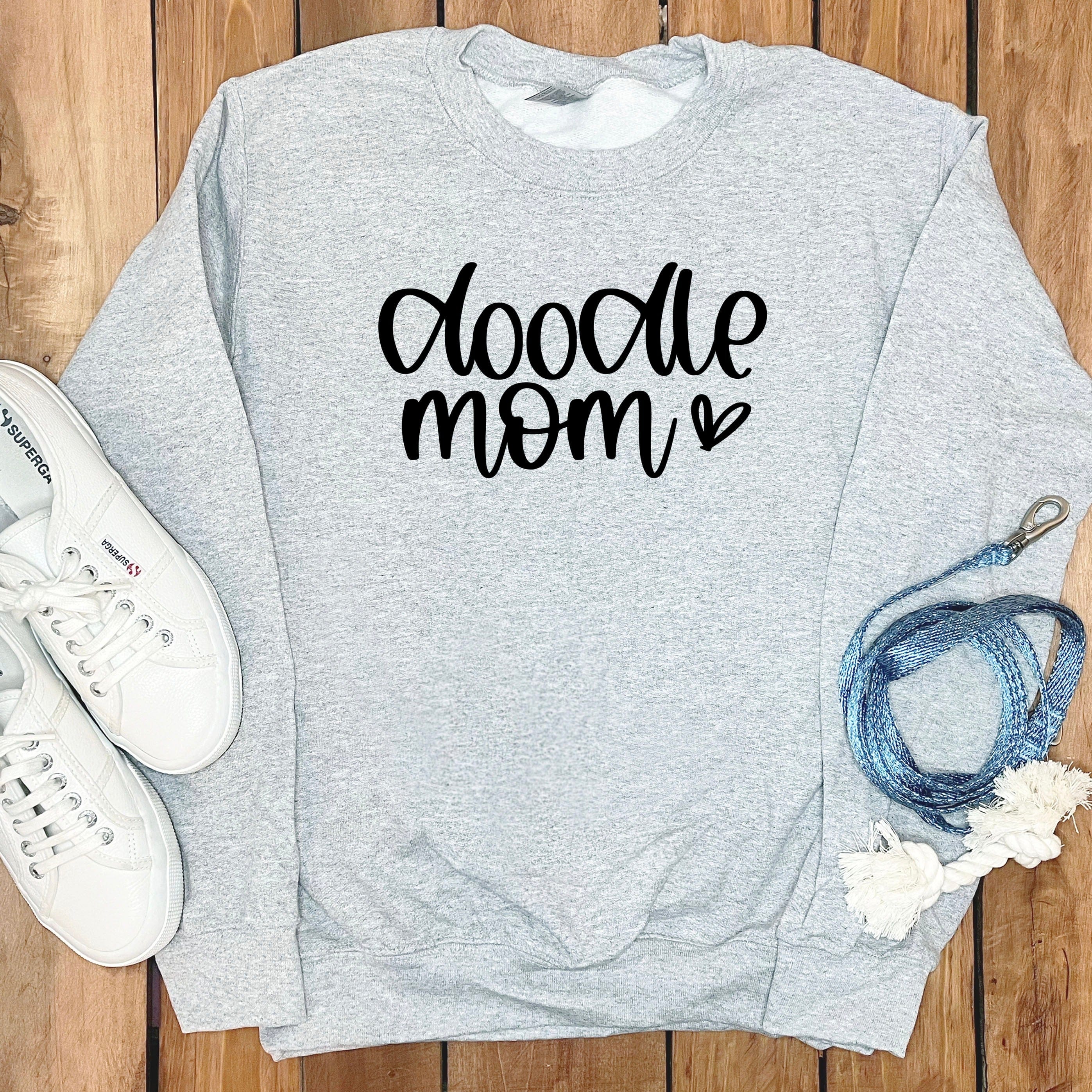 Doodle Mom Heart Sweatshirt in Sport Grey / S by Puppy Jo