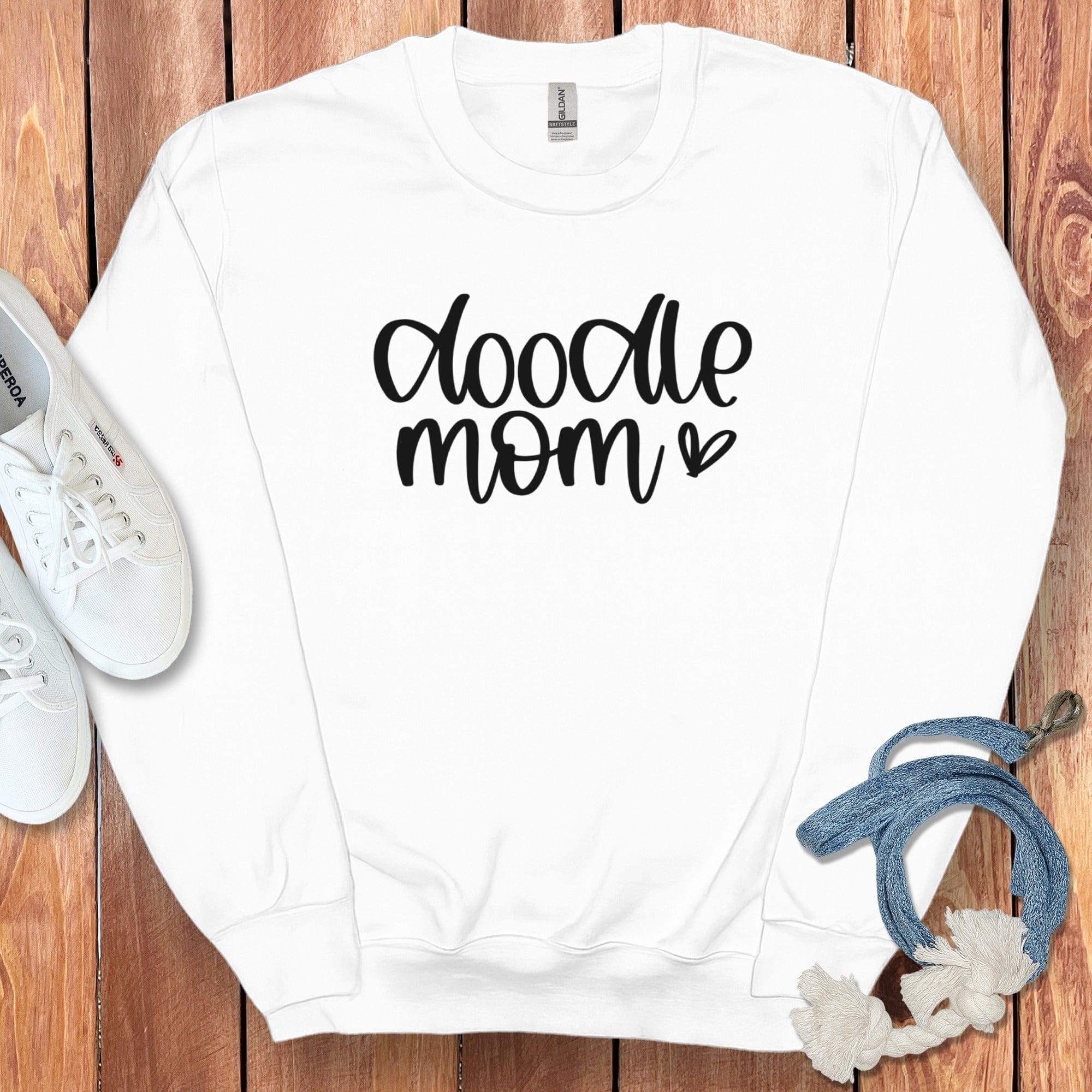 Doodle Mom Heart Sweatshirt in White / S by Puppy Jo
