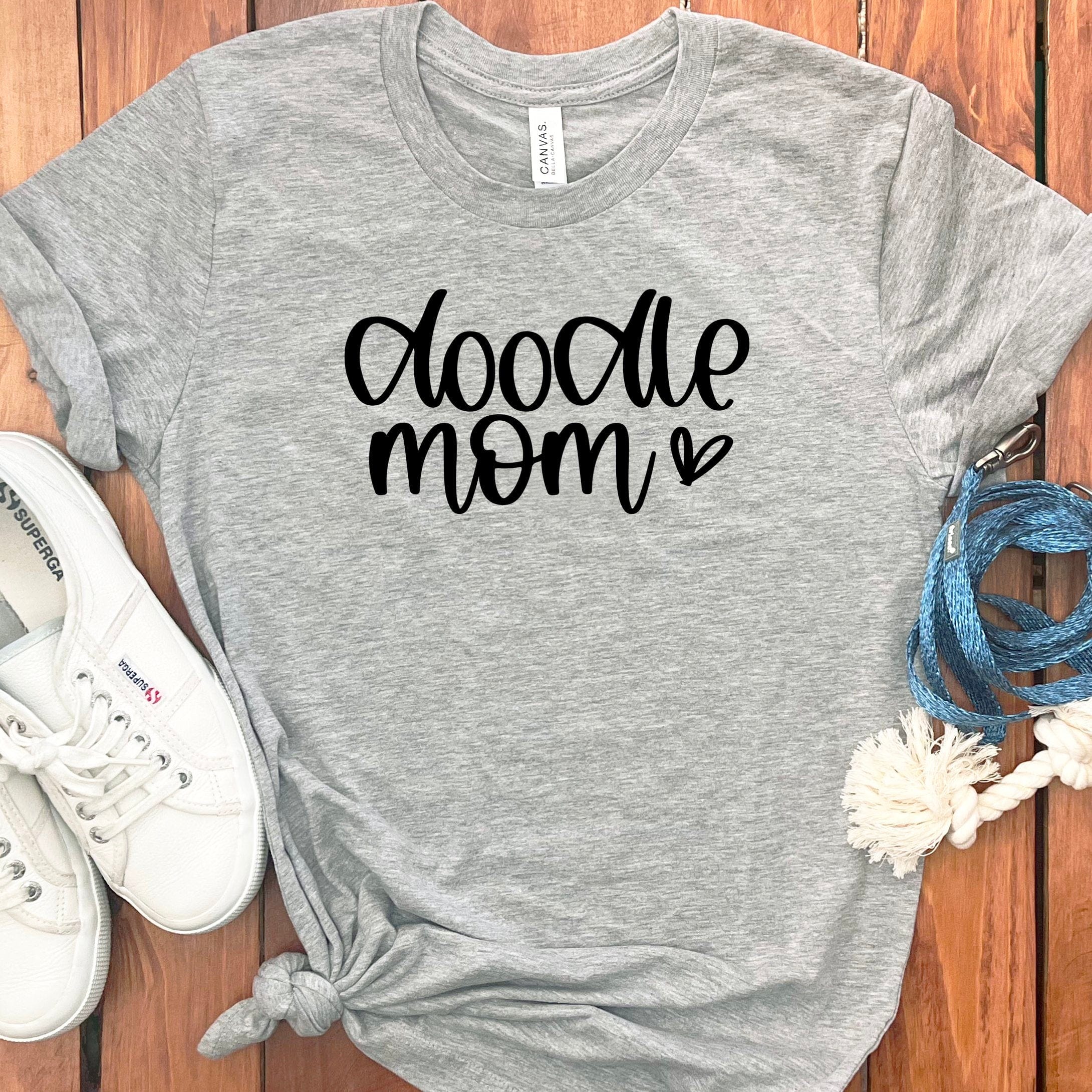Doodle Mom Heart T-Shirt in Athletic Heather / S by Puppy Jo