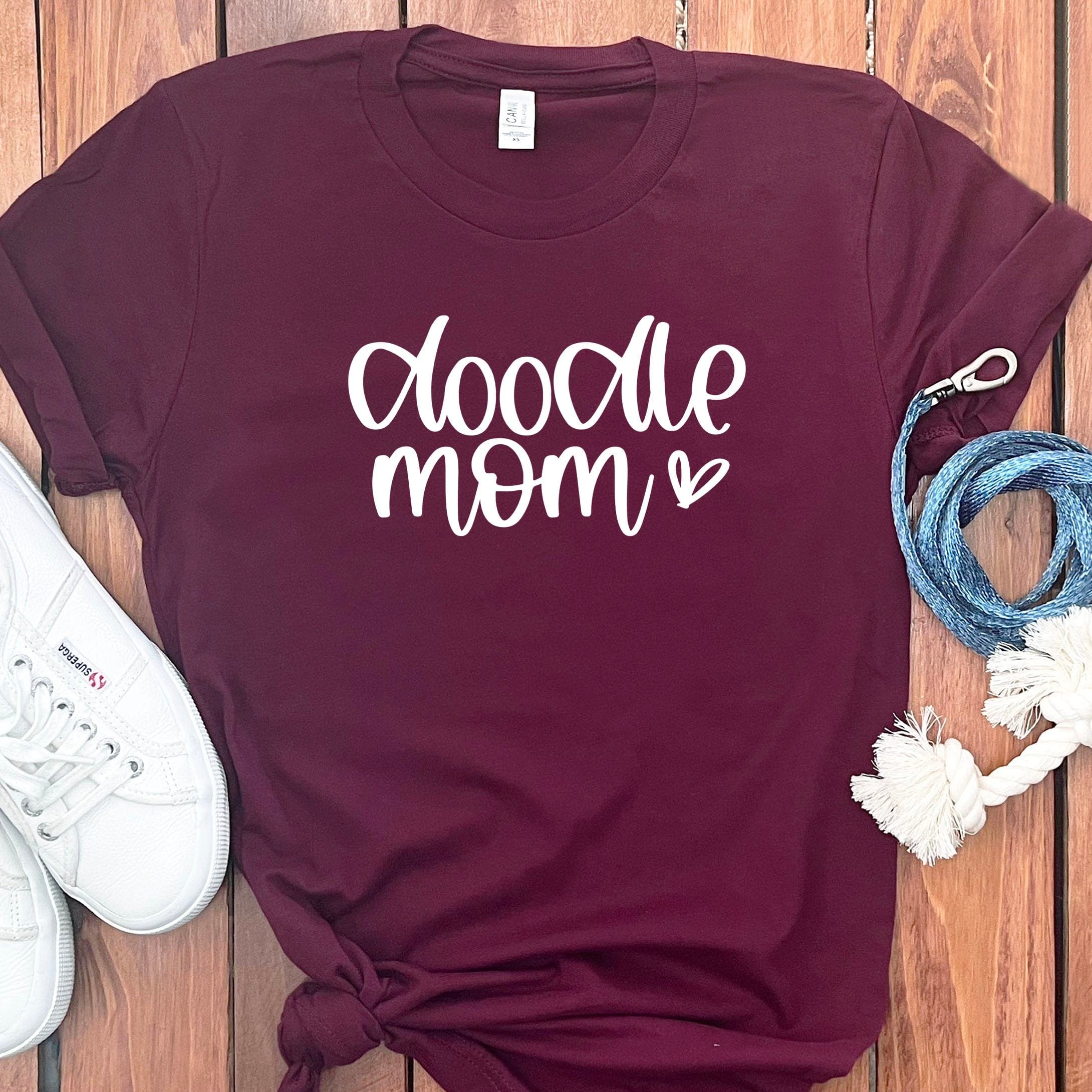 Doodle Mom Heart T-Shirt in Maroon / S by Puppy Jo