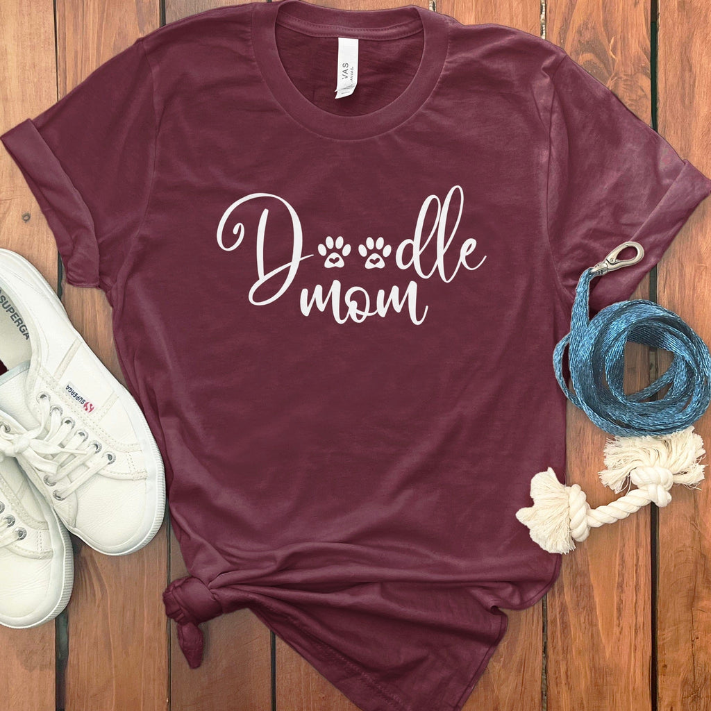 Doodle Mom Paw T-Shirt in Maroon / S by Puppy Jo
