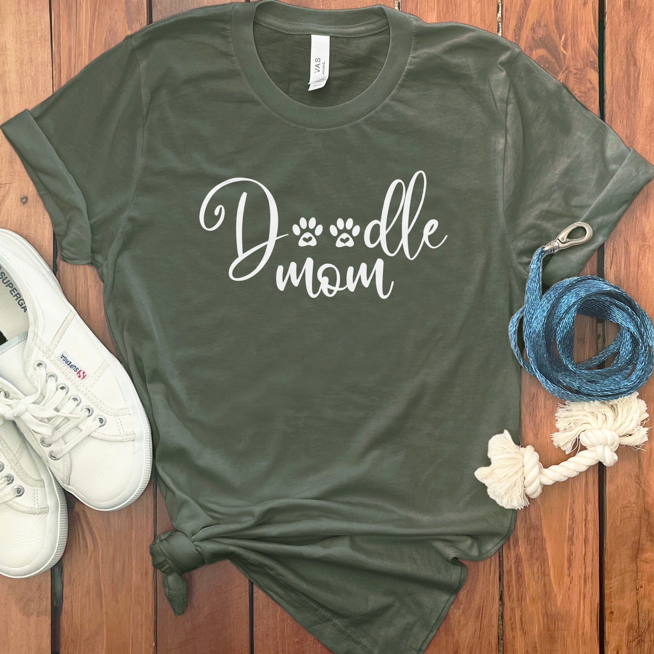 Doodle Mom Paw T-Shirt in Military Green / S by Puppy Jo