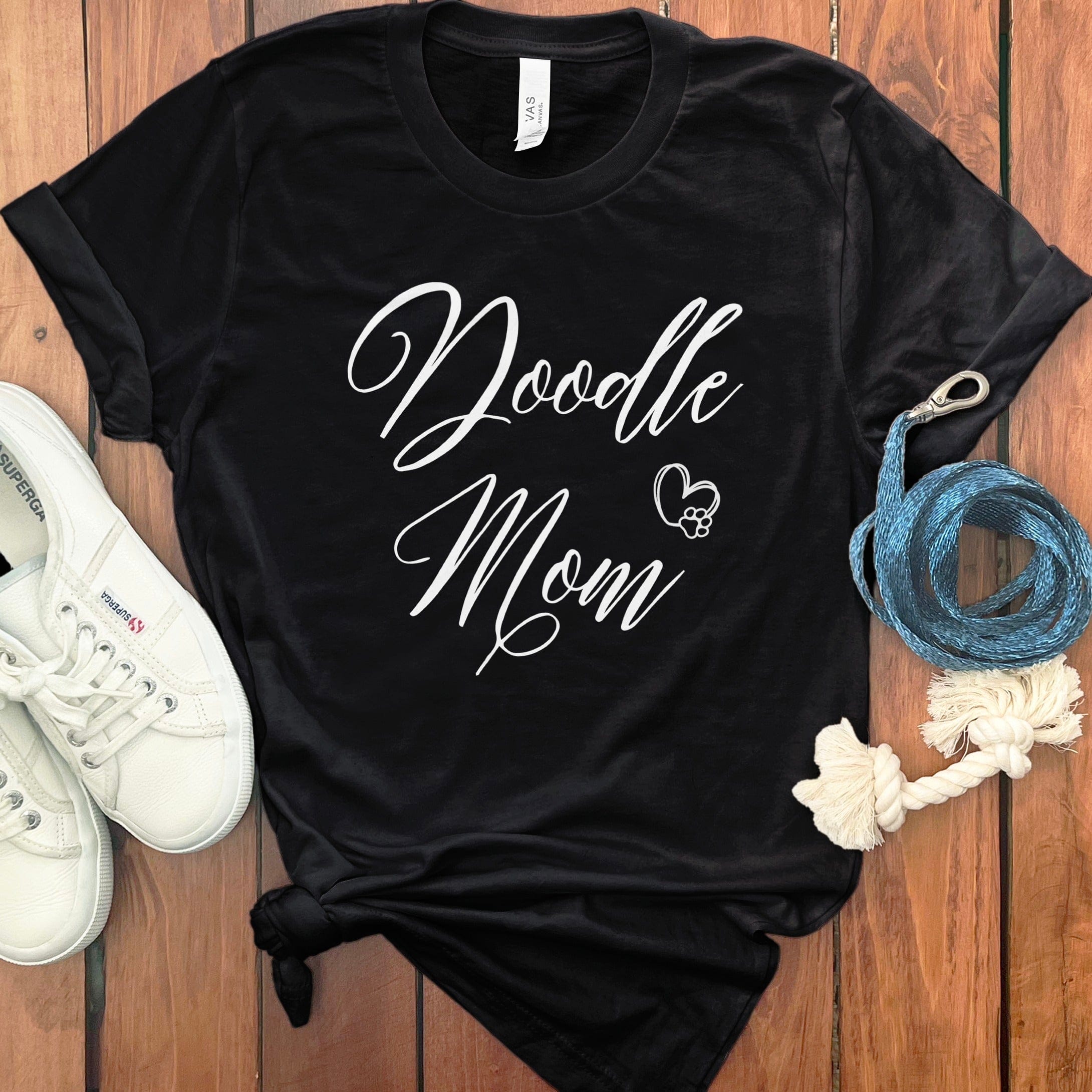 Doodle Mom Script Heart T-Shirt in Black / S by Puppy Jo