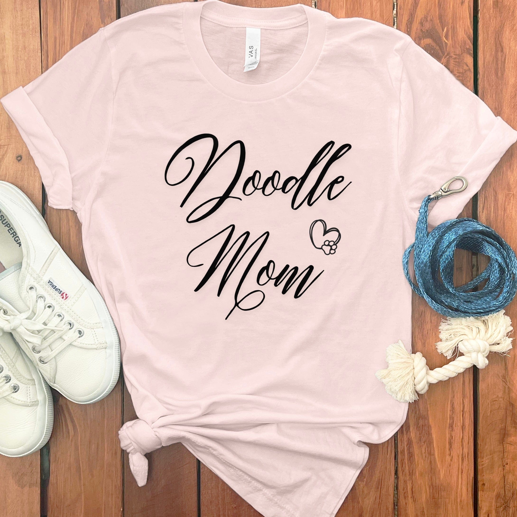 Doodle Mom Script Heart T-Shirt in Soft Pink / S by Puppy Jo