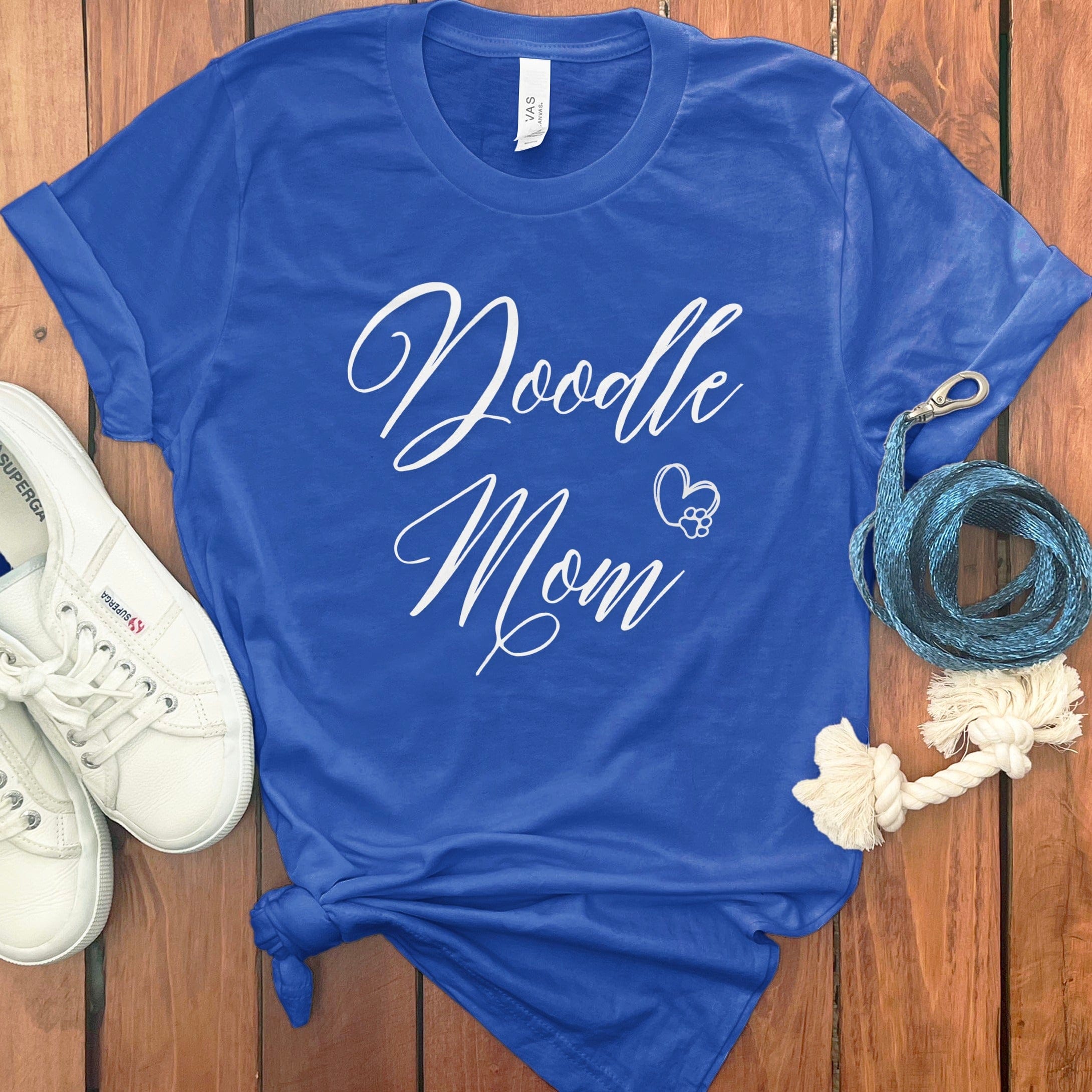 Doodle Mom Script Heart T-Shirt in True Royal / S by Puppy Jo