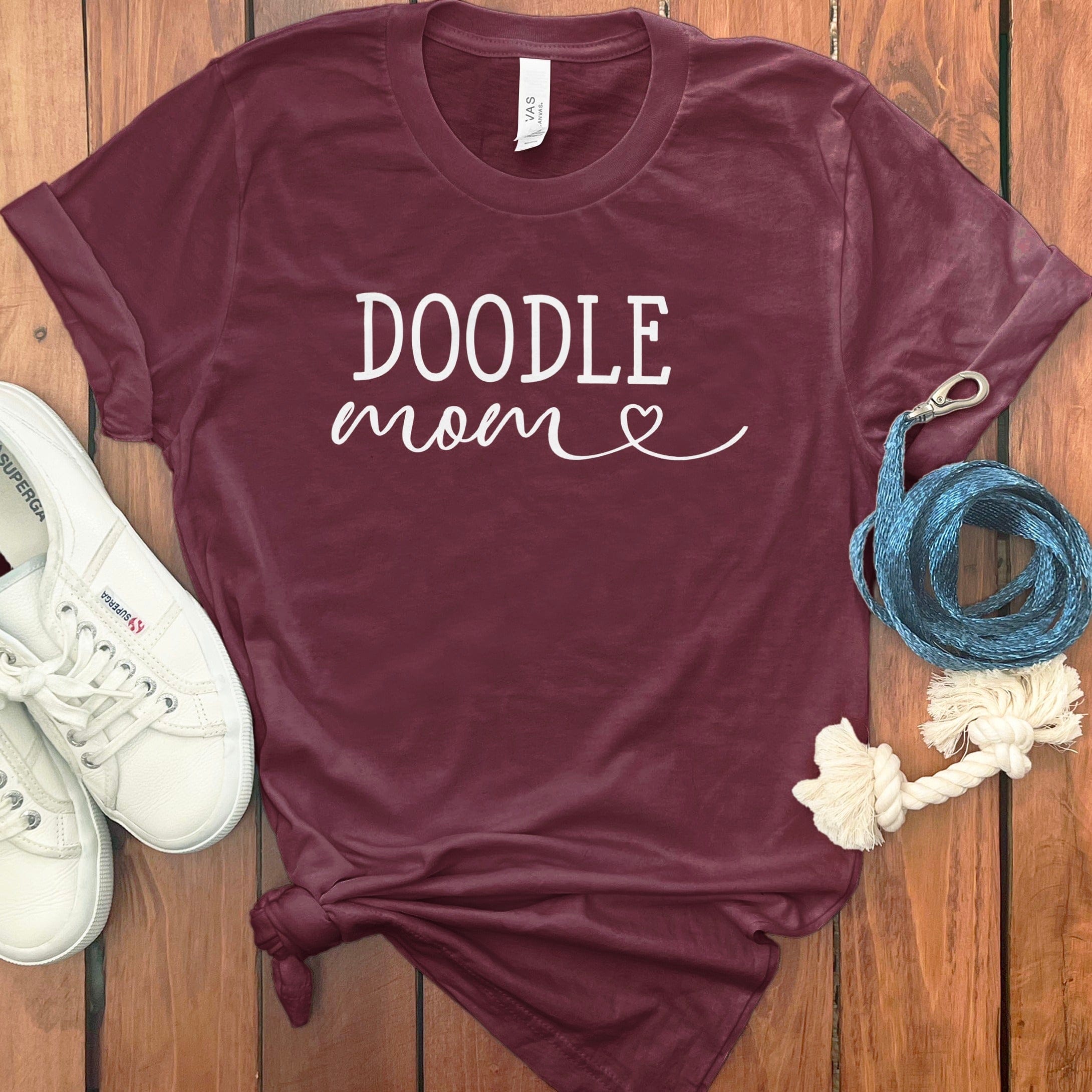 Doodle Mom Script T-Shirt in Maroon / S by Puppy Jo