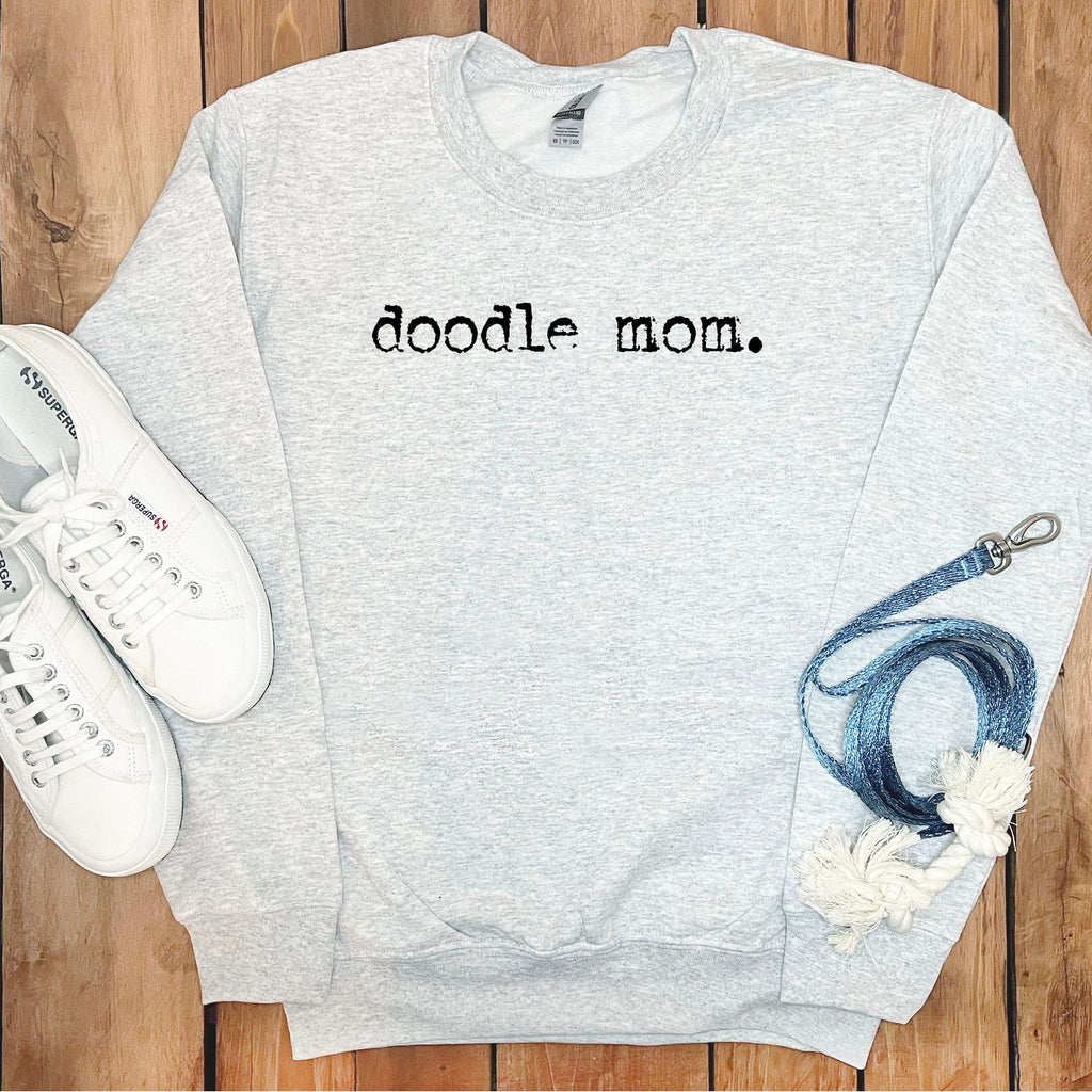 Doodle Mom Typewriter Sweatshirt in Ash / S by Puppy Jo