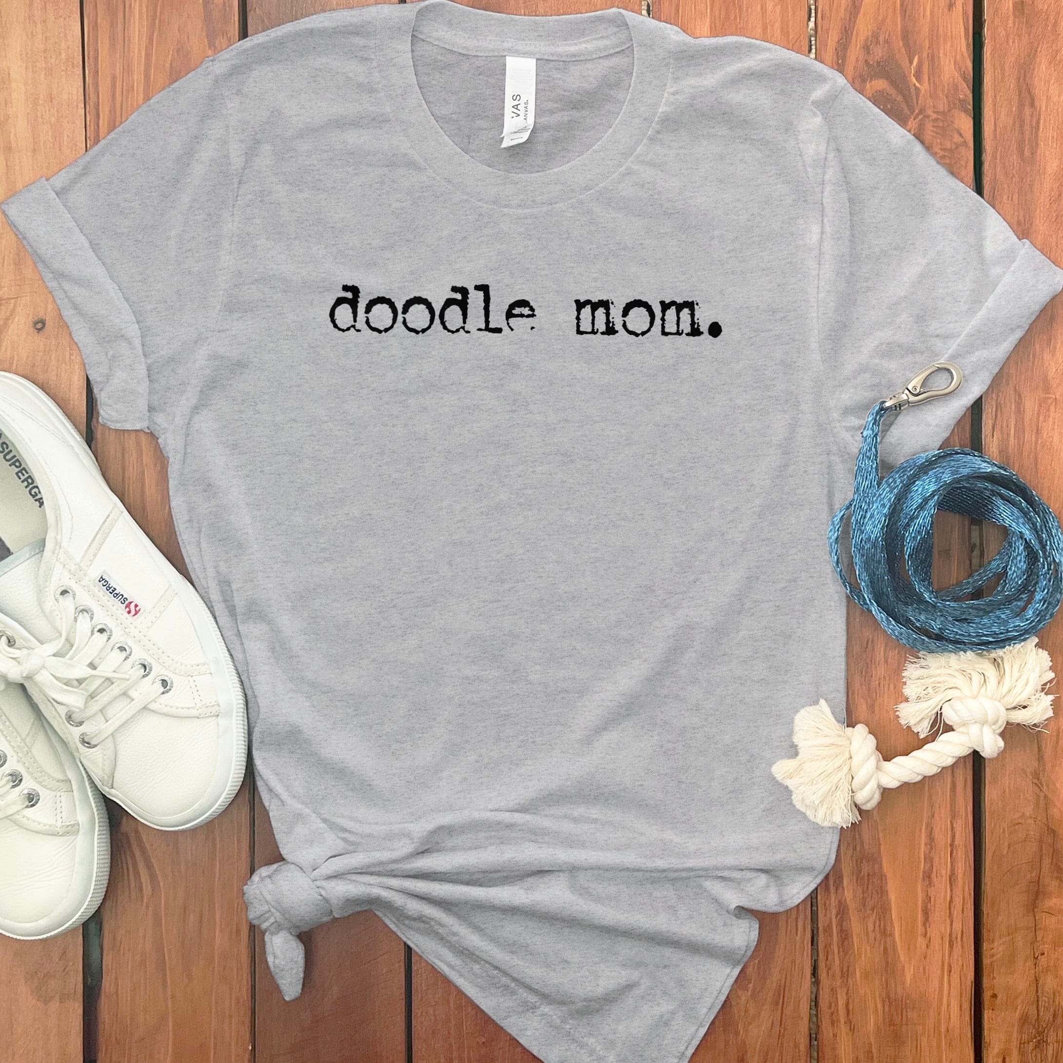 Doodle Mom Typewriter T-Shirt in Athletic Heather / S by Puppy Jo