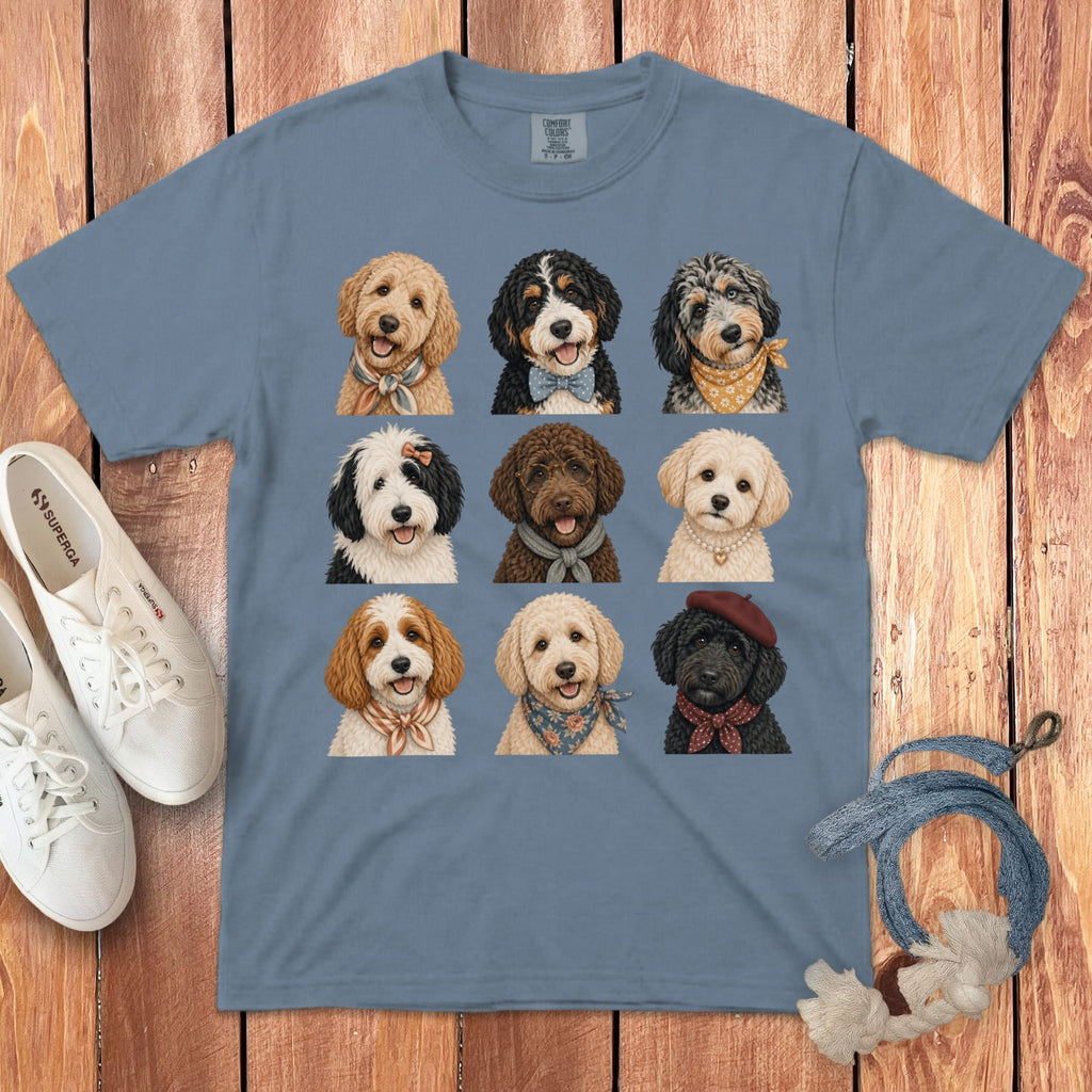 Doodle Montage Signature T-Shirt in Blue Jean / S by Puppy Jo