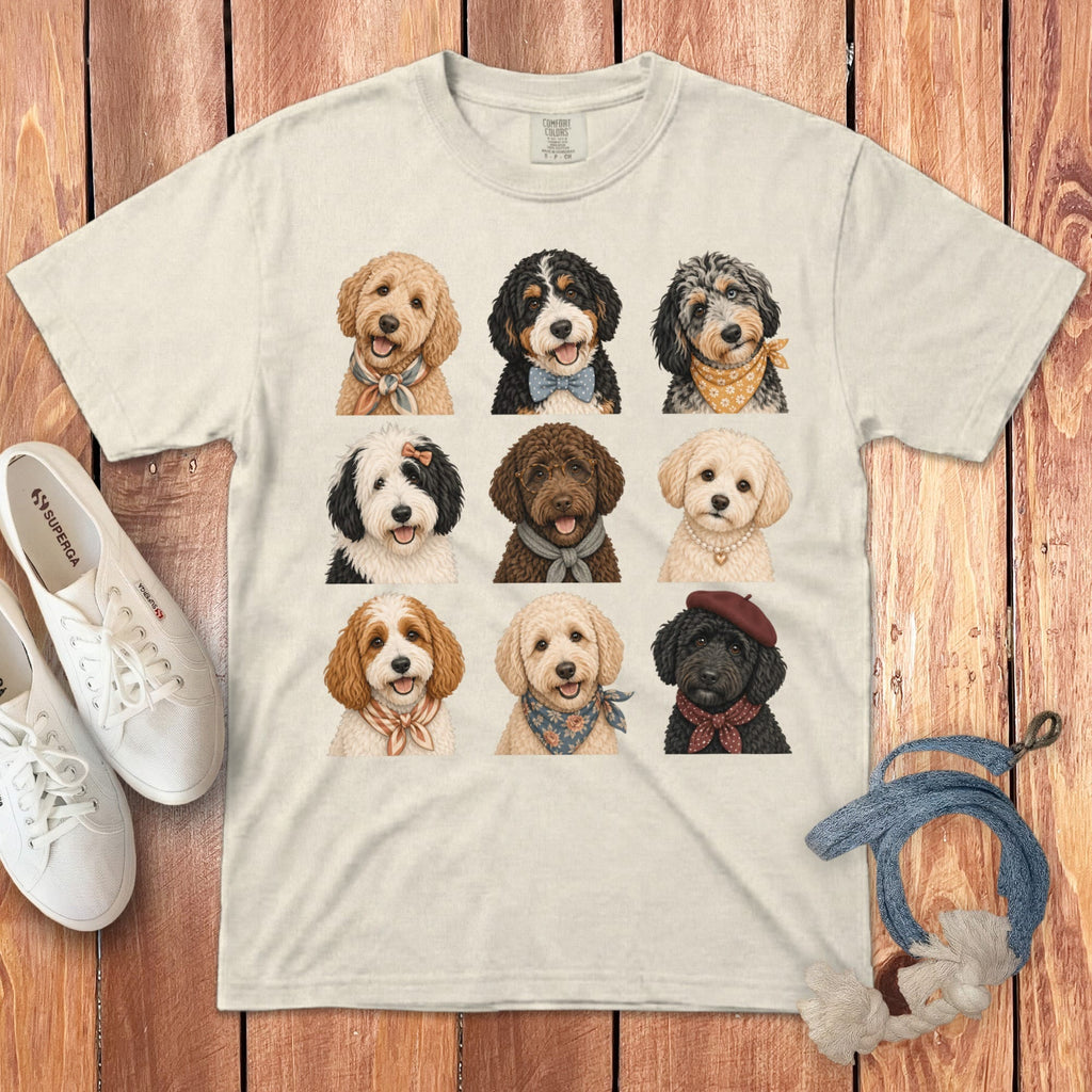 Doodle Montage Signature T-Shirt in Ivory / S by Puppy Jo