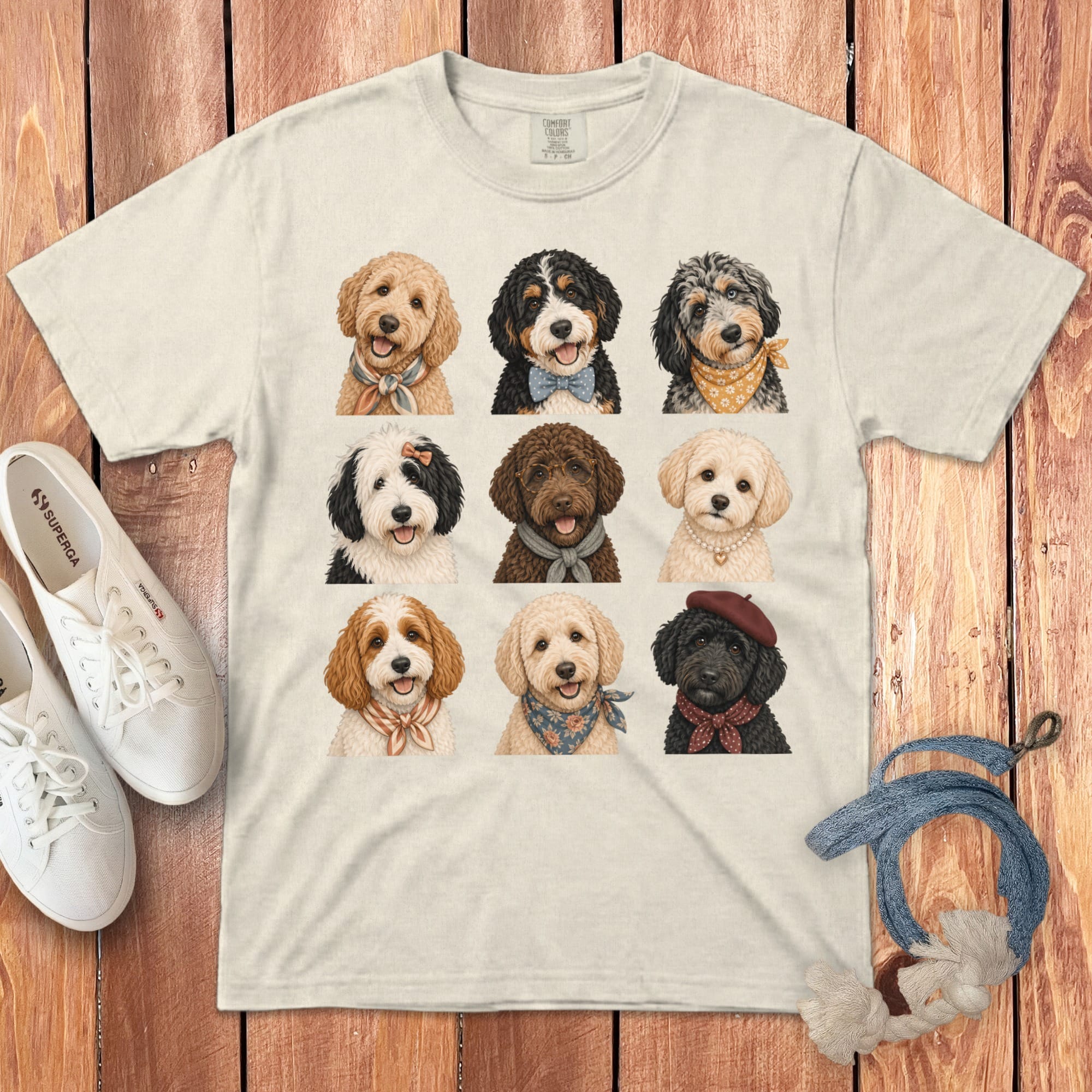 Doodle Montage Signature T-Shirt in Ivory / S by Puppy Jo