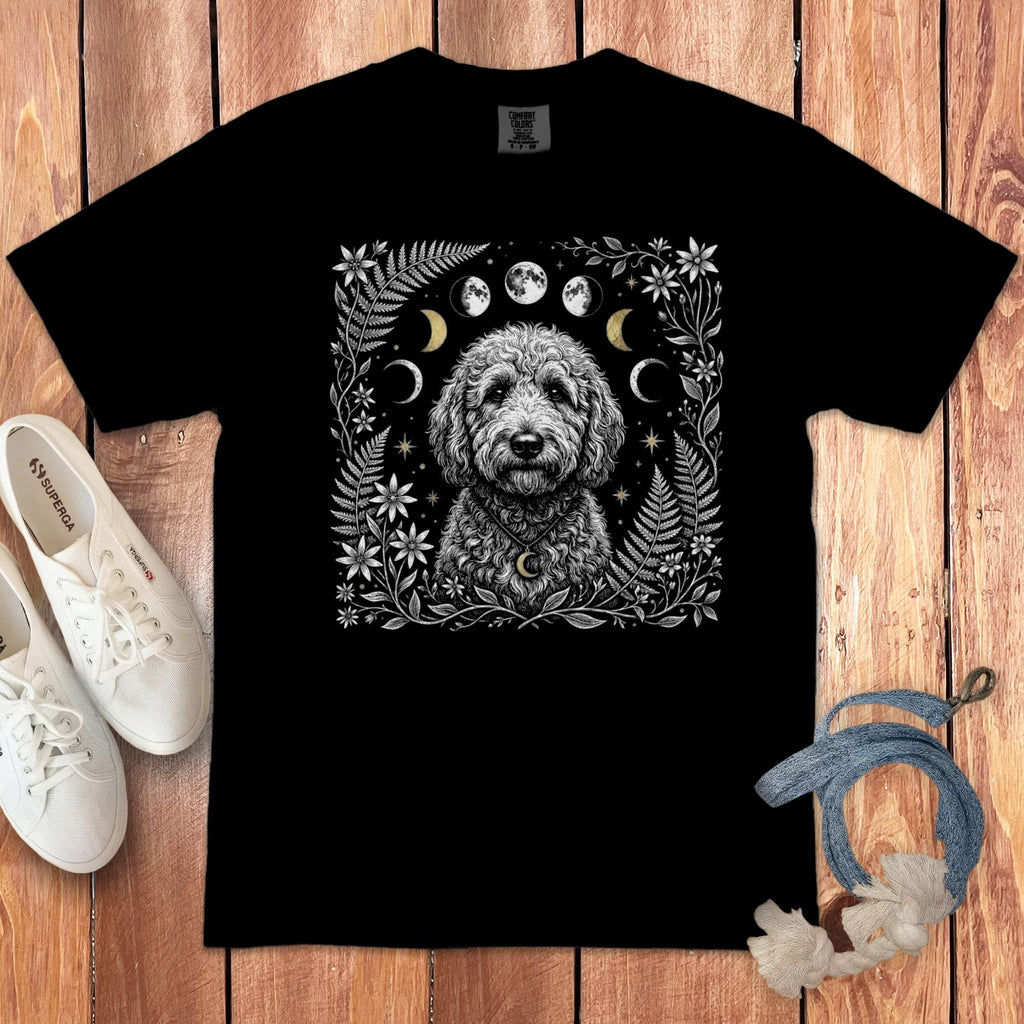 Doodle Moon Phase Signature T-Shirt in Black / S by Puppy Jo