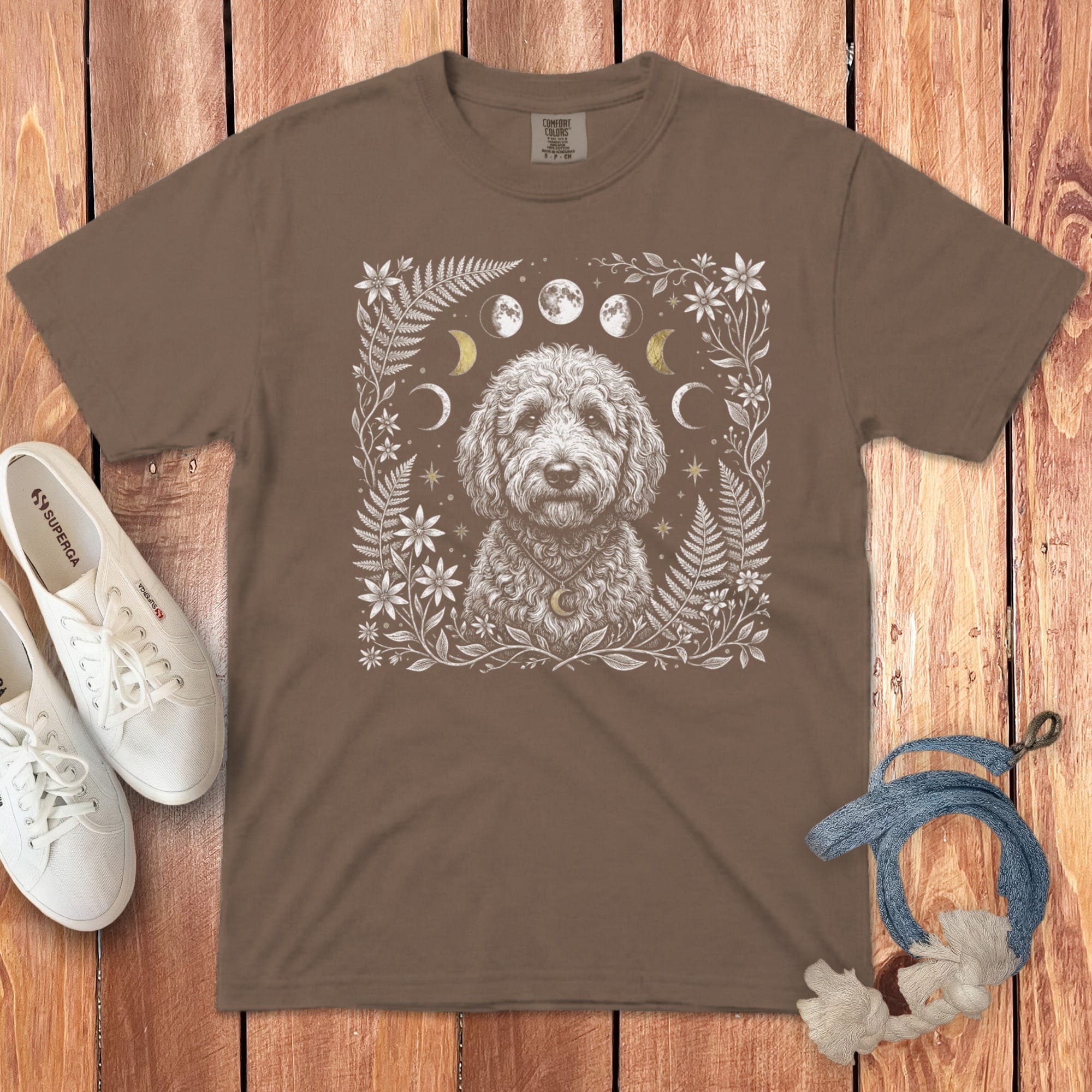 Doodle Moon Phase Signature T-Shirt in Espresso / S by Puppy Jo