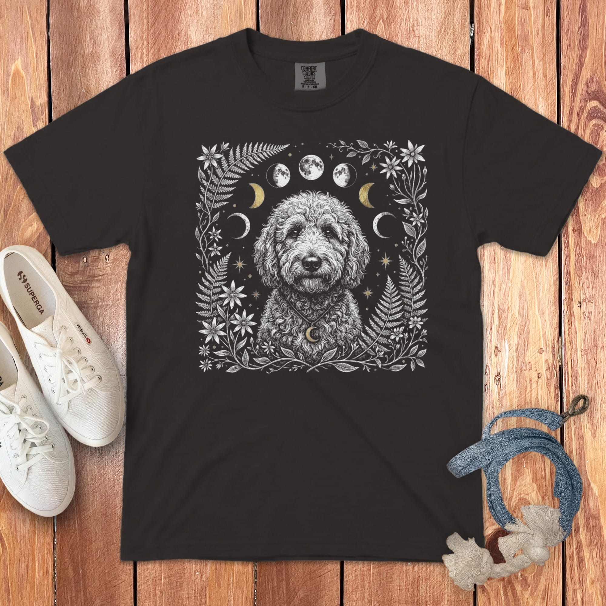 Doodle Moon Phase Signature T-Shirt in Graphite / S by Puppy Jo