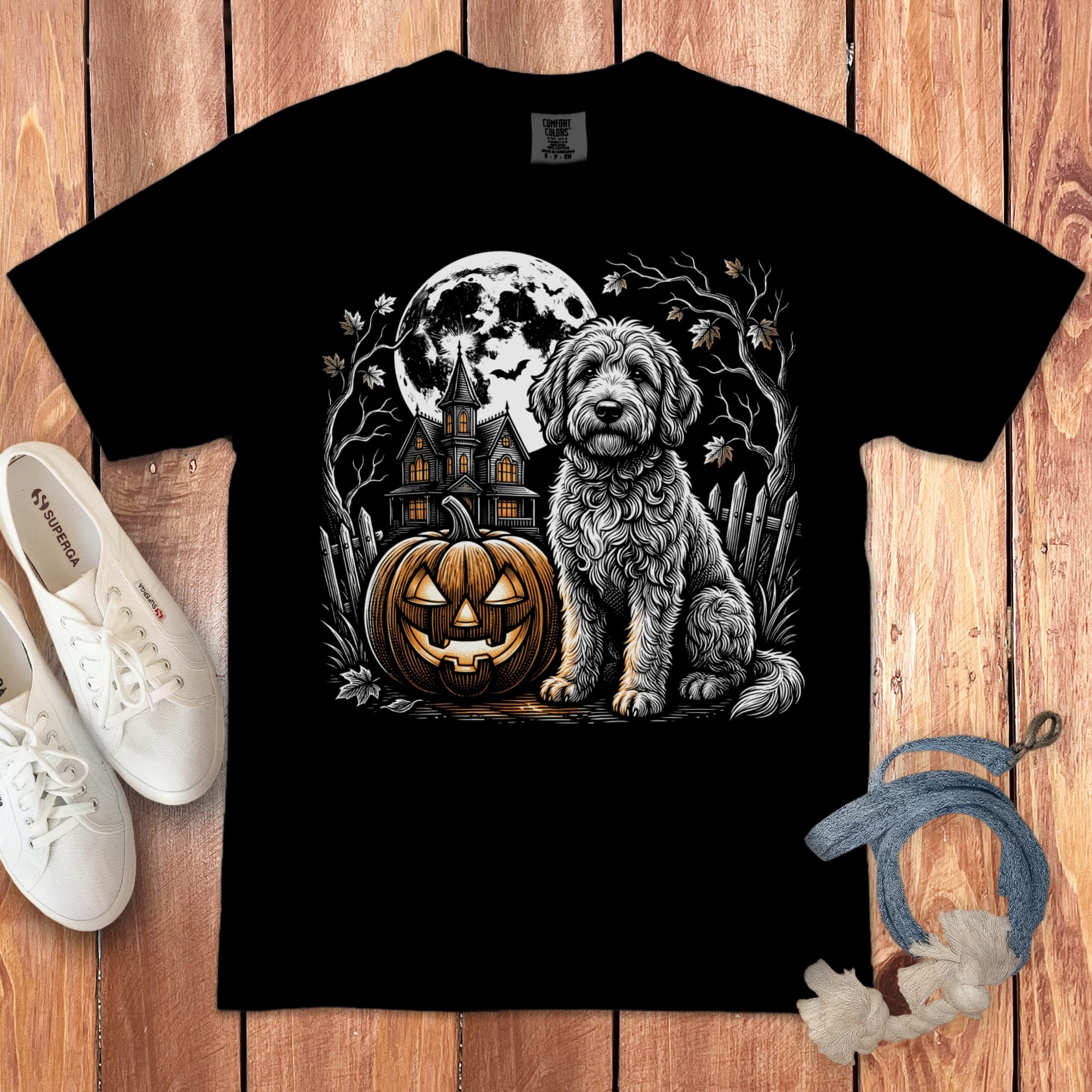Doodle Moonlight Halloween Signature T-Shirt in Black / S by Puppy Jo