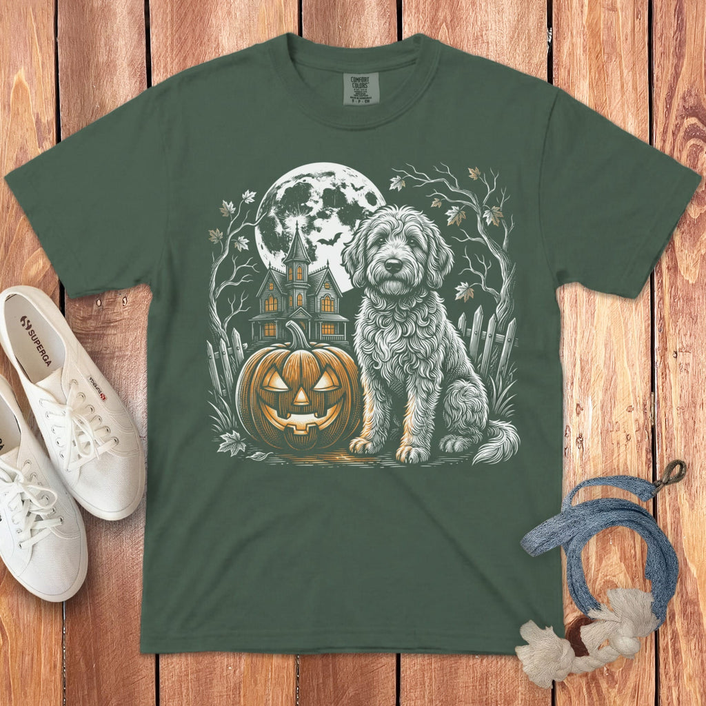 Doodle Moonlight Halloween Signature T-Shirt in Blue Spruce / S by Puppy Jo