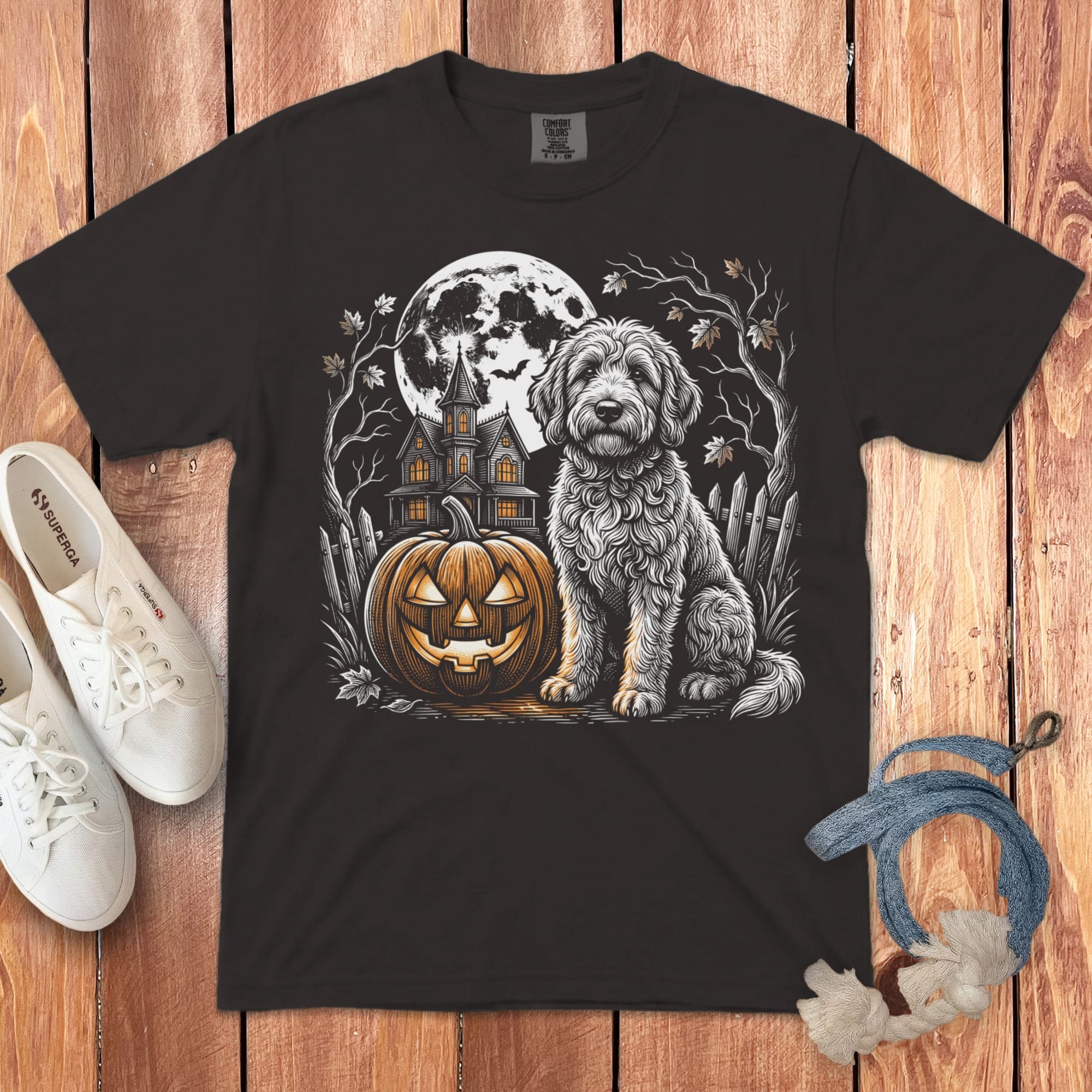 Doodle Moonlight Halloween Signature T-Shirt in Graphite / S by Puppy Jo