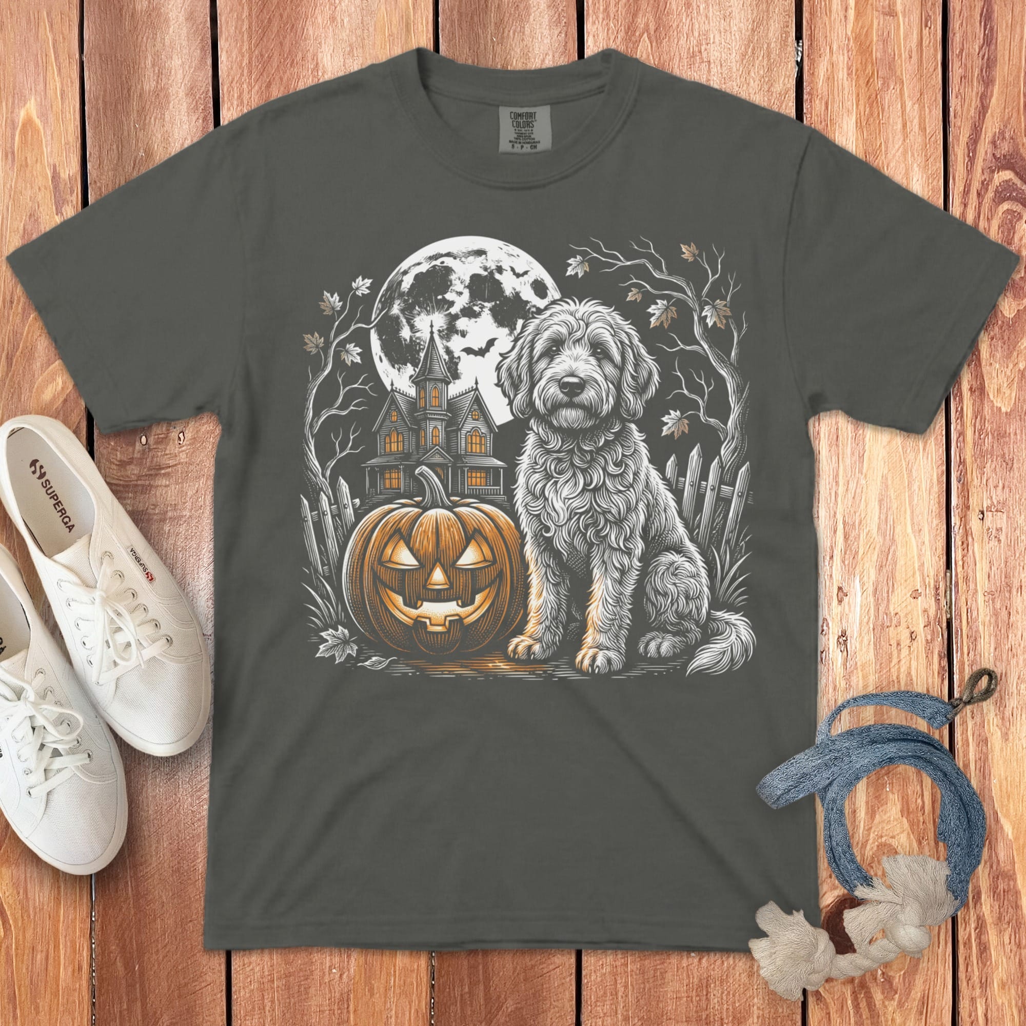 Doodle Moonlight Halloween Signature T-Shirt in Pepper / S by Puppy Jo