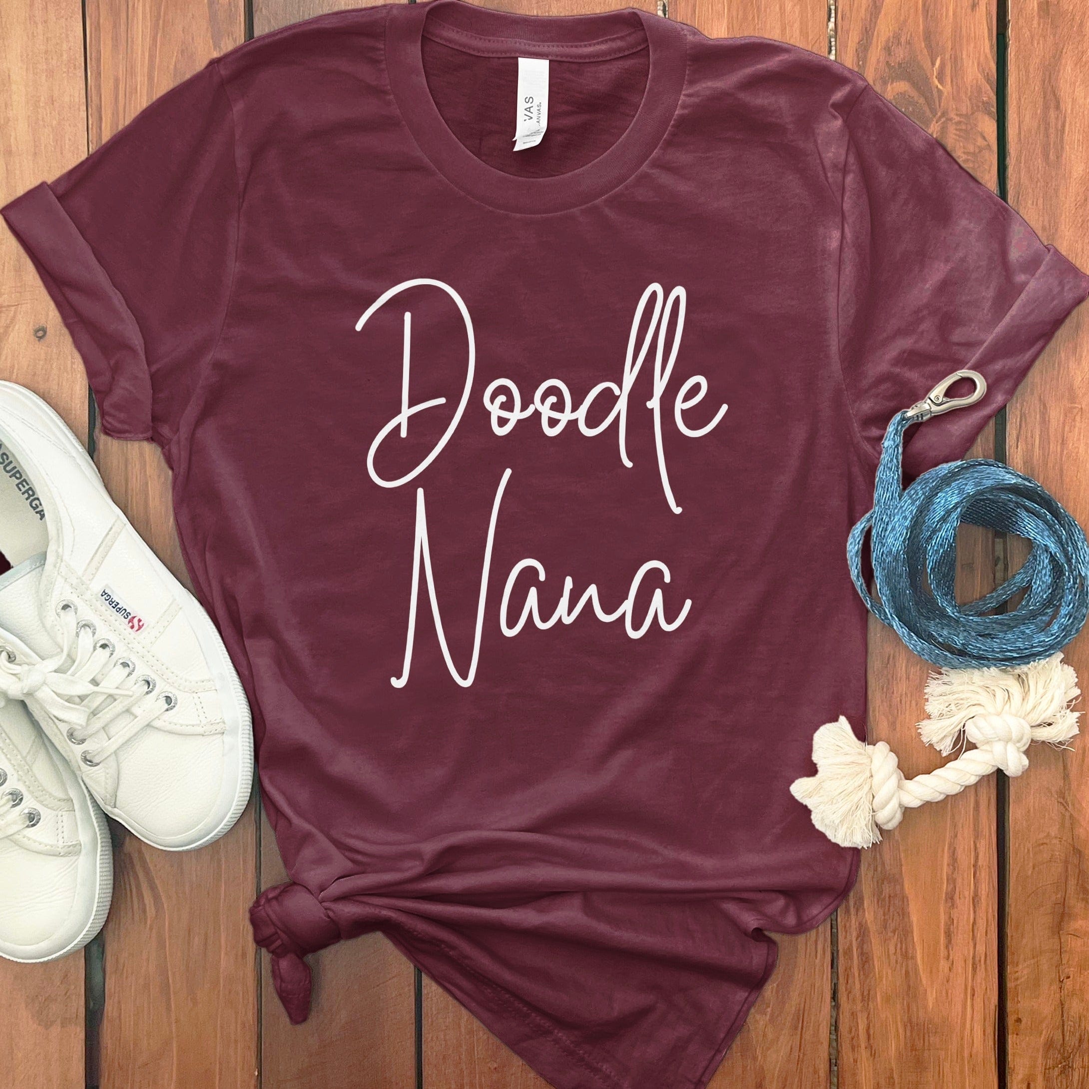 Doodle Nana Script T-Shirt in Maroon / S by Puppy Jo