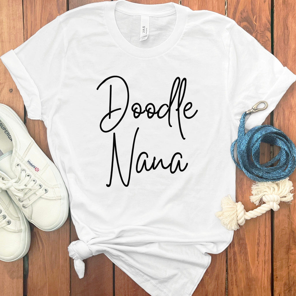 Doodle Nana Script T-Shirt in White / S by Puppy Jo