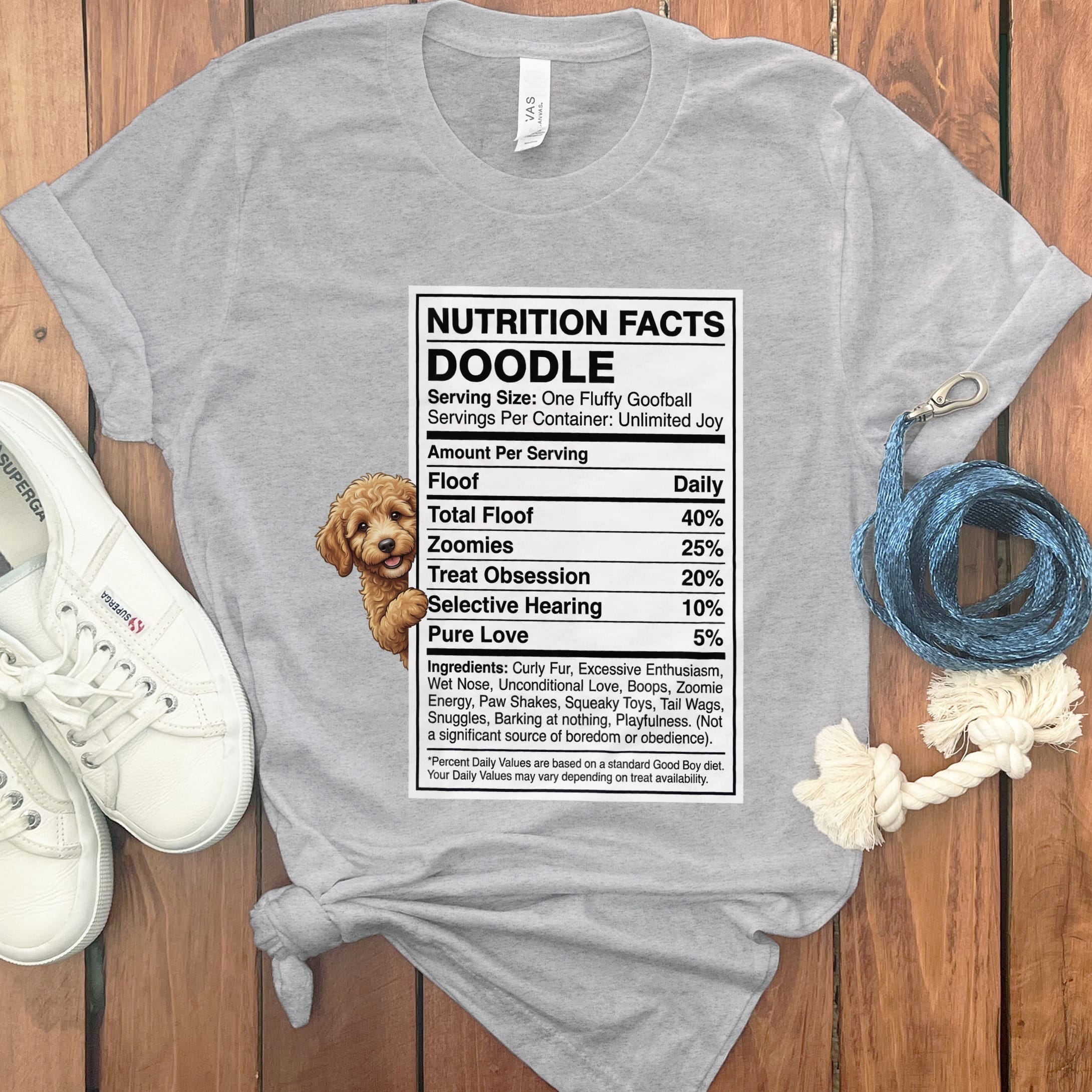 Doodle Nutrition T-Shirt in Athletic Heather / S by Puppy Jo