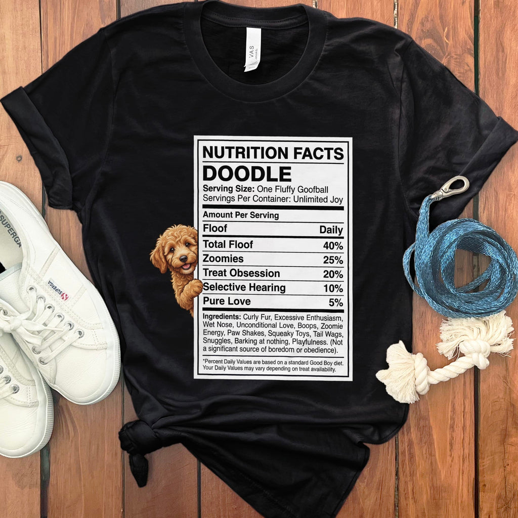Doodle Nutrition T-Shirt in Black / S by Puppy Jo